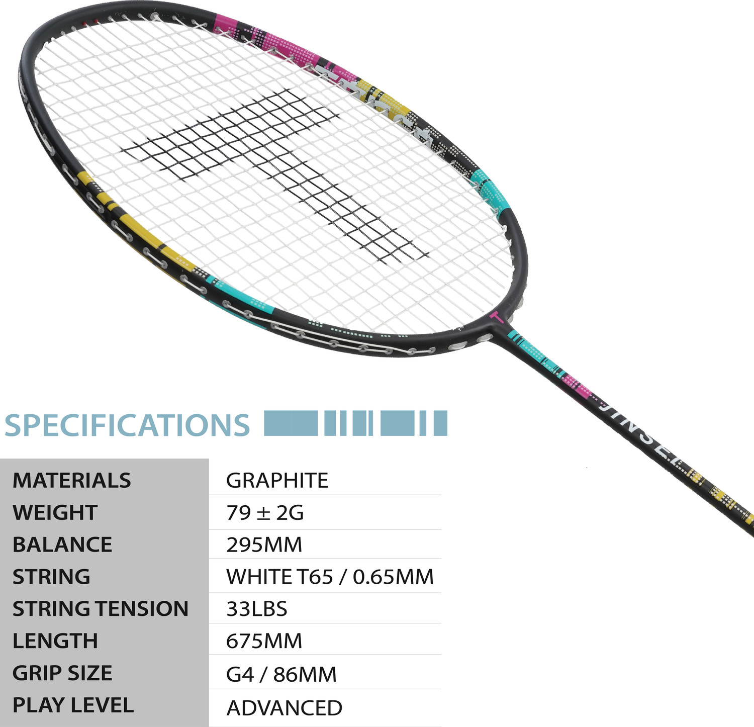 Image of Tanso Jinsei Full Graphite Ultra Light Weight Carbon Fibre Strung Badminton Racket Black Strung Badminton Racquet