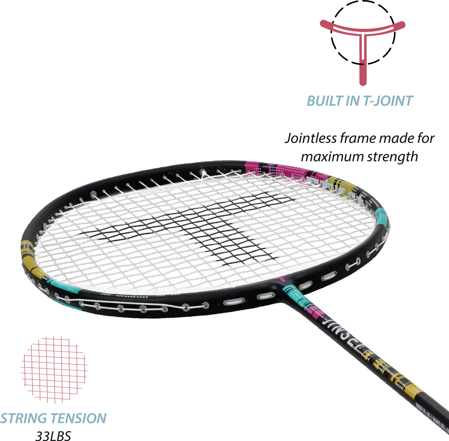 Image of Tanso Jinsei Full Graphite Ultra Light Weight Carbon Fibre Strung Badminton Racket Black Strung Badminton Racquet