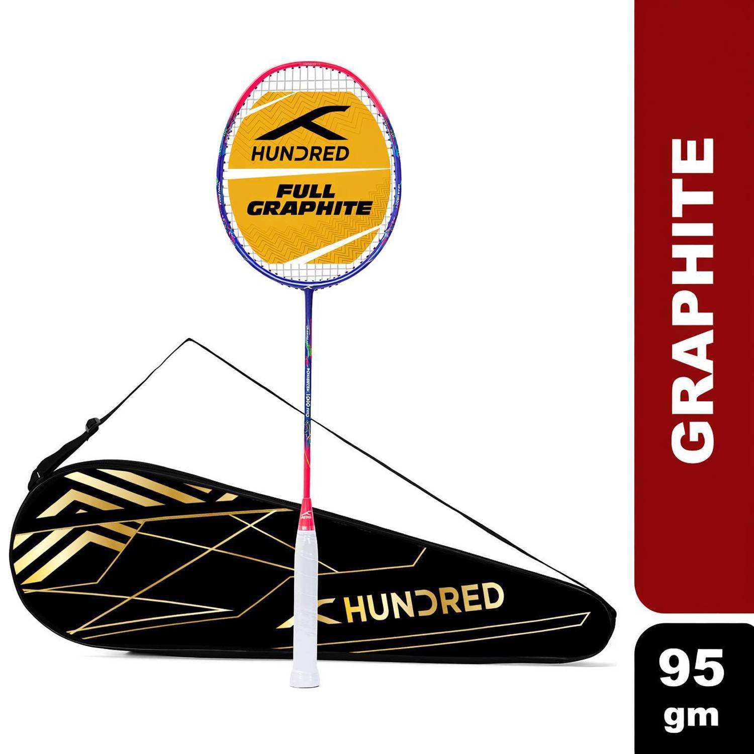 Hundred POWERTEK 1000 PRO Black Strung Badminton Racquet
