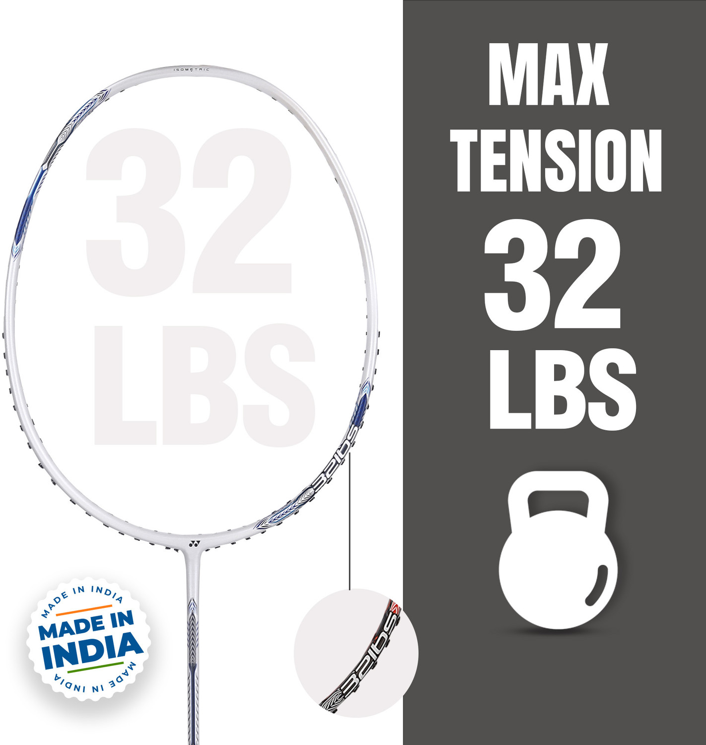 Image of YONEX Astrox Attack 9 White Strung Badminton Racquet