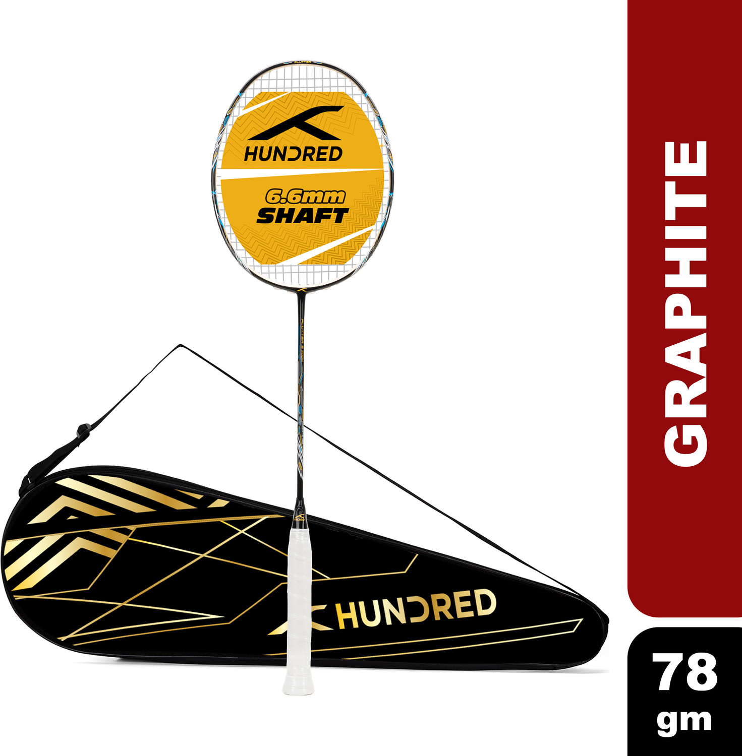 Image of Hundred Flutter S Zoom Superior Wingshot Technology Black, Gold Strung Badminton Racquet