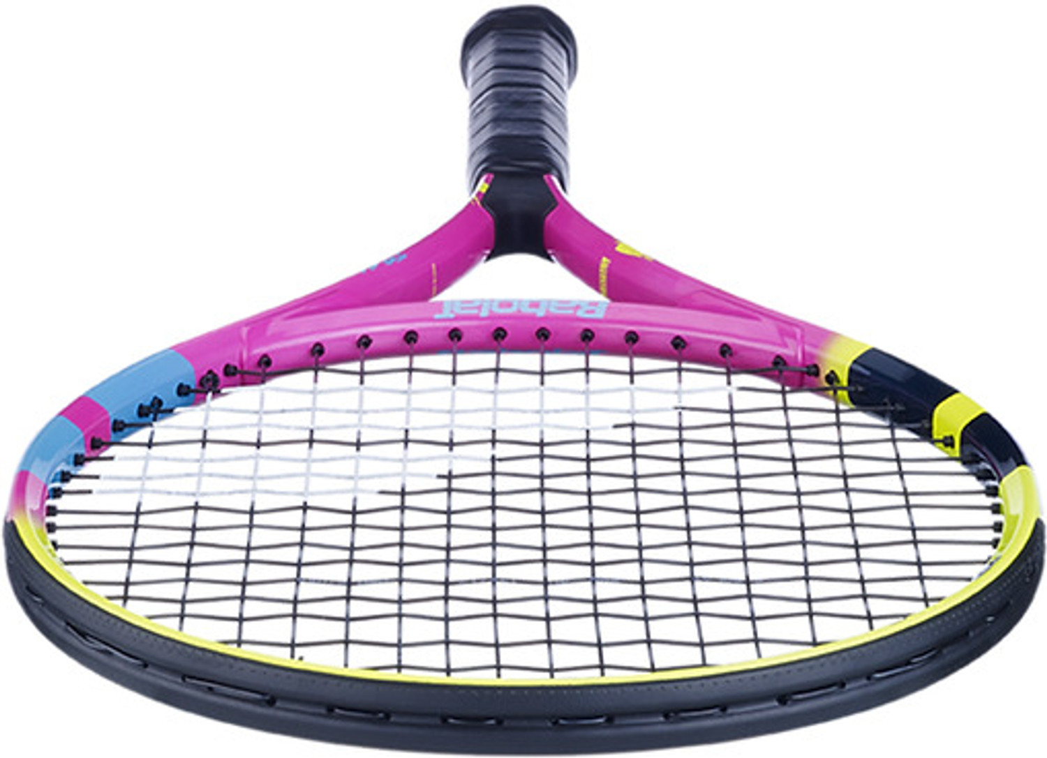Image of BABOLAT NADAL JUNIOR 26 Tennis Racquet Yellow, Pink, Blue Strung Tennis Racquet
