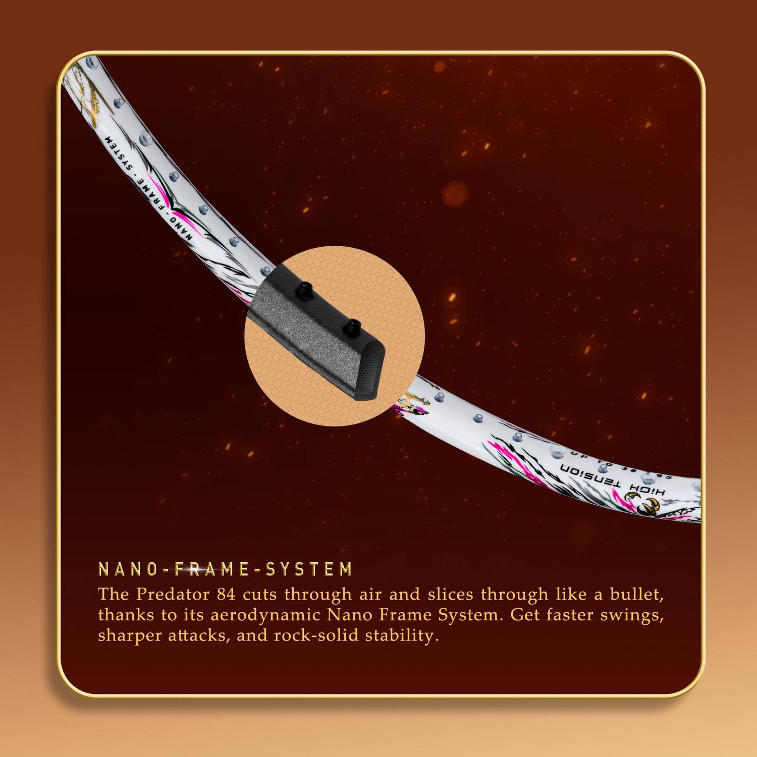 Hundred Predator 84 Extreme White Badminton Racquet - Image 4
