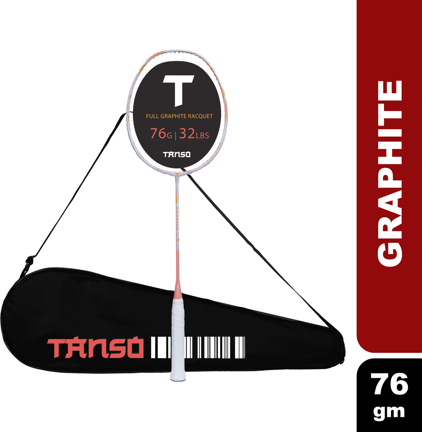Image of Tanso Empress Full Graphite Ultra Light Weight Carbon Fibre Strung Badminton Racket Pink Strung Badminton Racquet