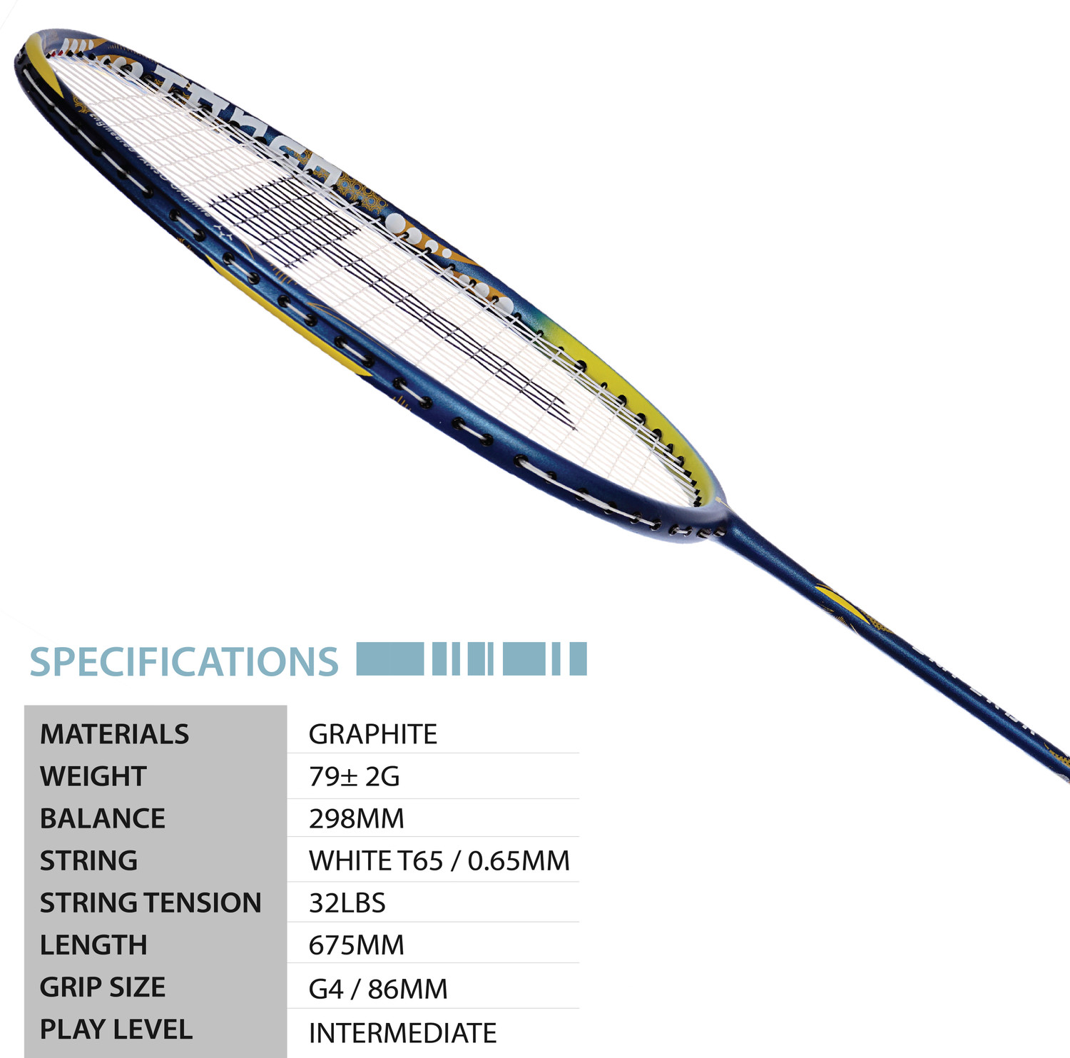 Image of Tanso Emperor Full Graphite Ultra Light Weight Carbon Fibre Strung Badminton Racket Blue Strung Badminton Racquet