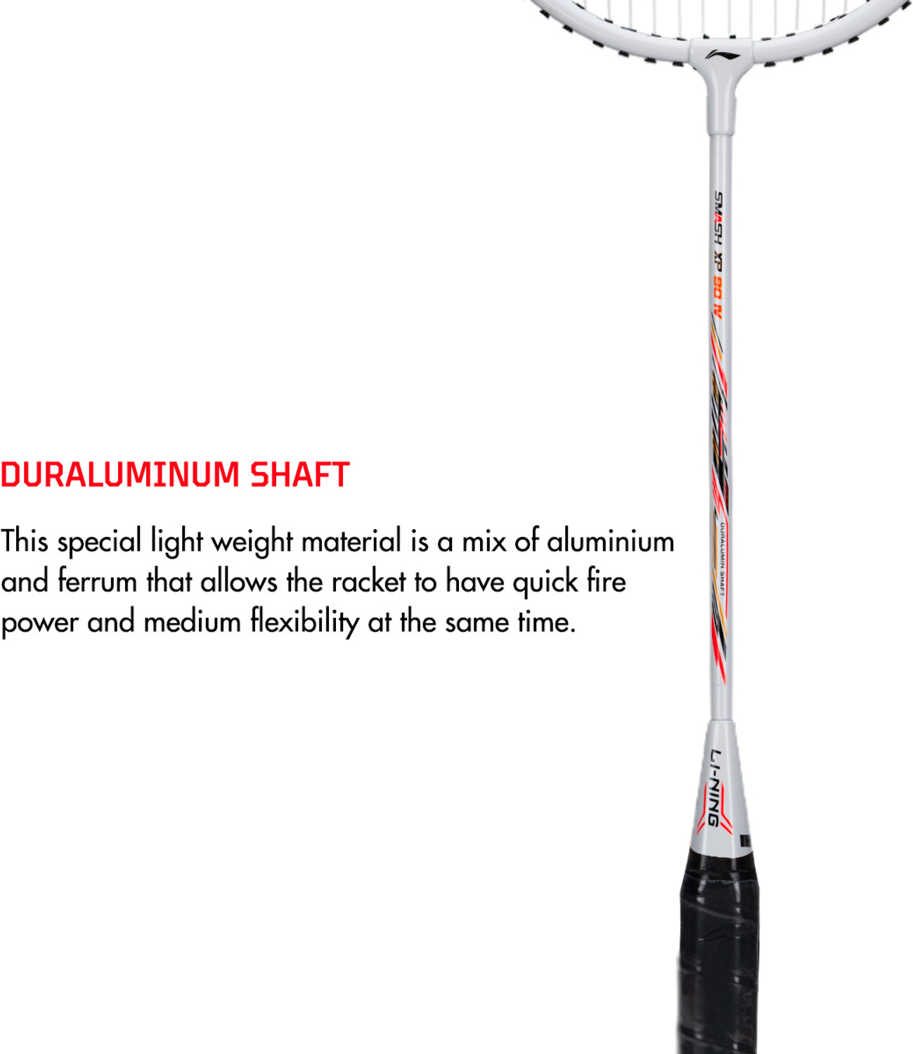 Image of LI-NING XP-90-IV White, Grey Strung Badminton Racquet