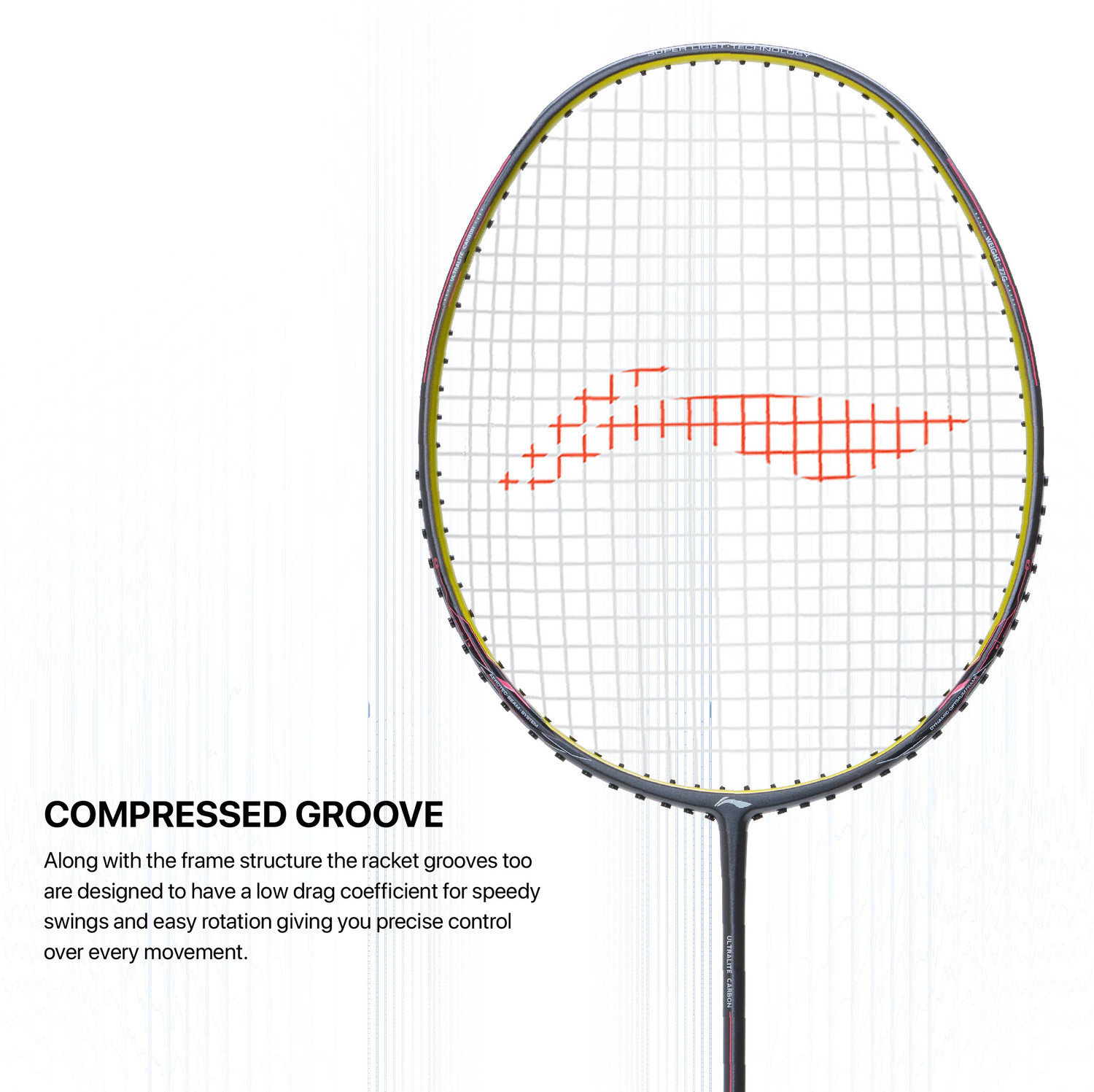 Image of LI-NING Wind Lite 700 II Grey, Yellow Strung Badminton Racquet