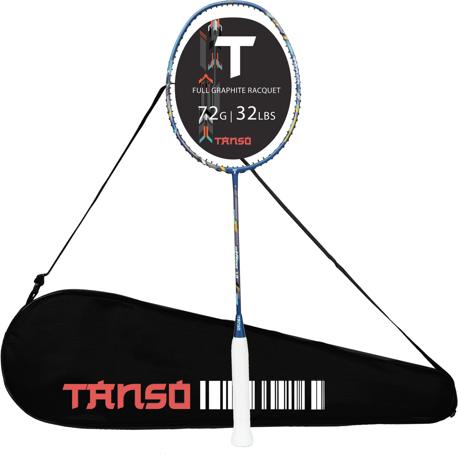 Image of Tanso Methane 1.0 Full Graphite 72 g Ultra Light Weight Carbon Fibre Blue Strung Badminton Racquet