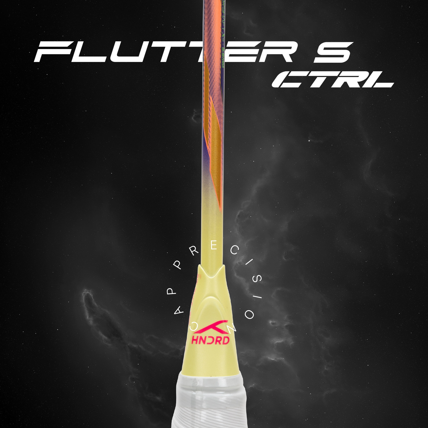 Image of Hundred Flutter S Ctrl Superior Control Slim Shaft Blue, Yellow Strung Badminton Racquet