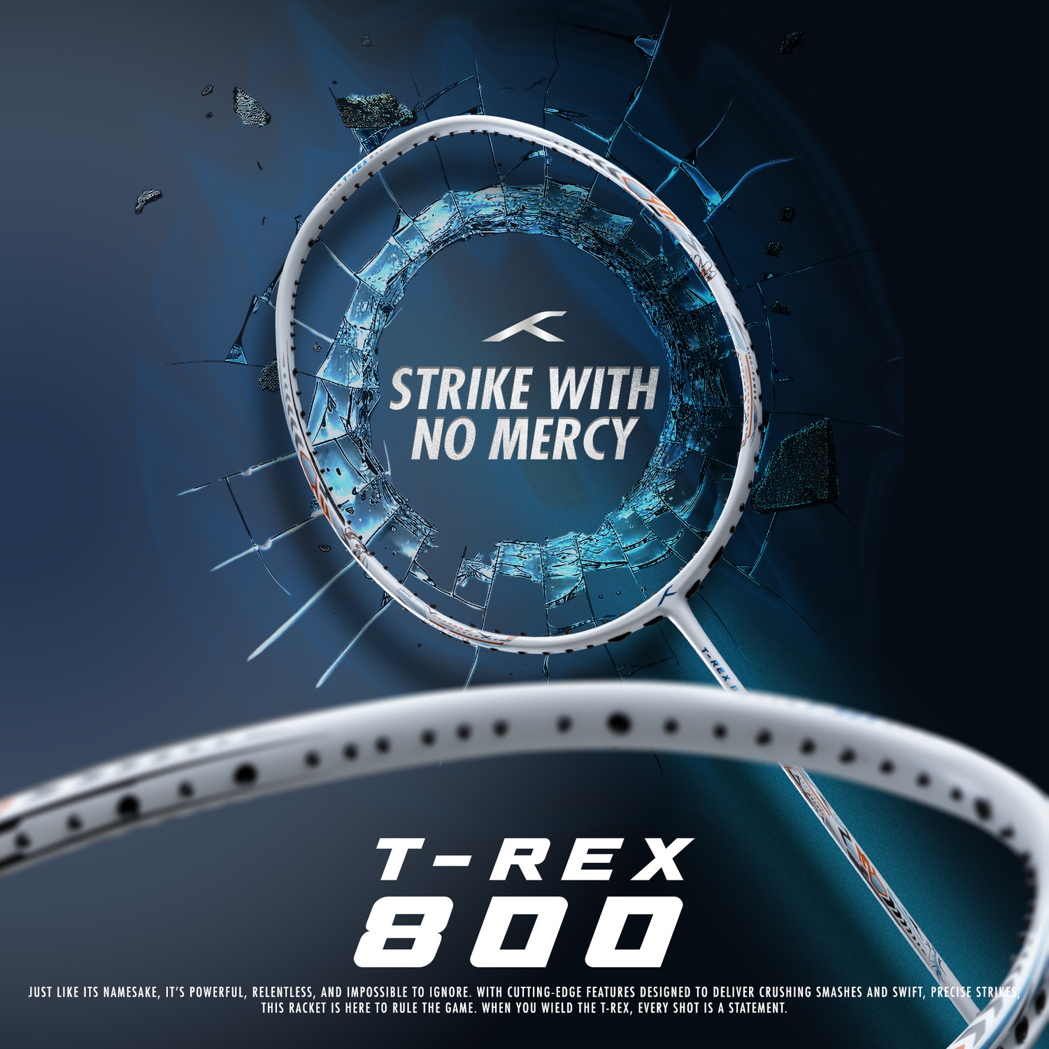 Image of Hundred T-REX 800 White Strung Badminton Racquet