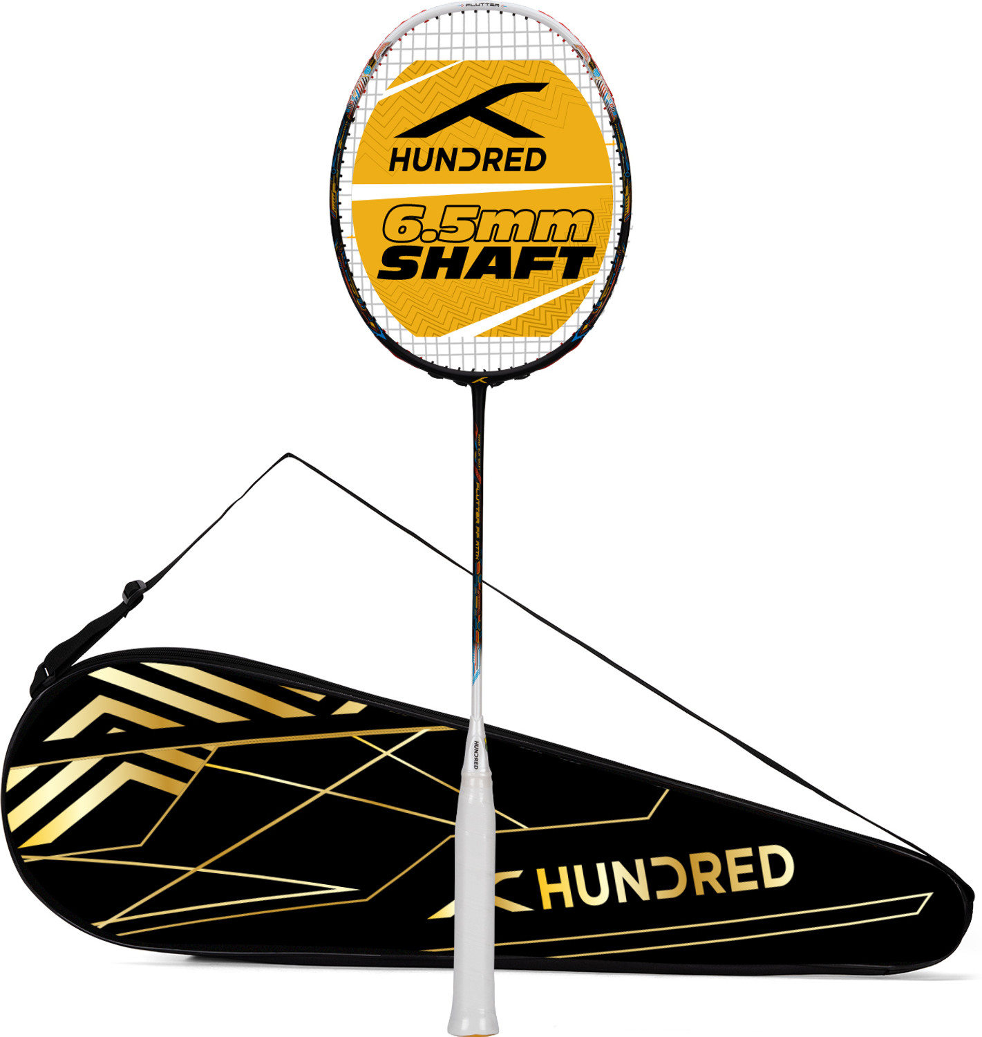 Image of Hundred FLUTTER FF ATTK Black, White Strung Badminton Racquet