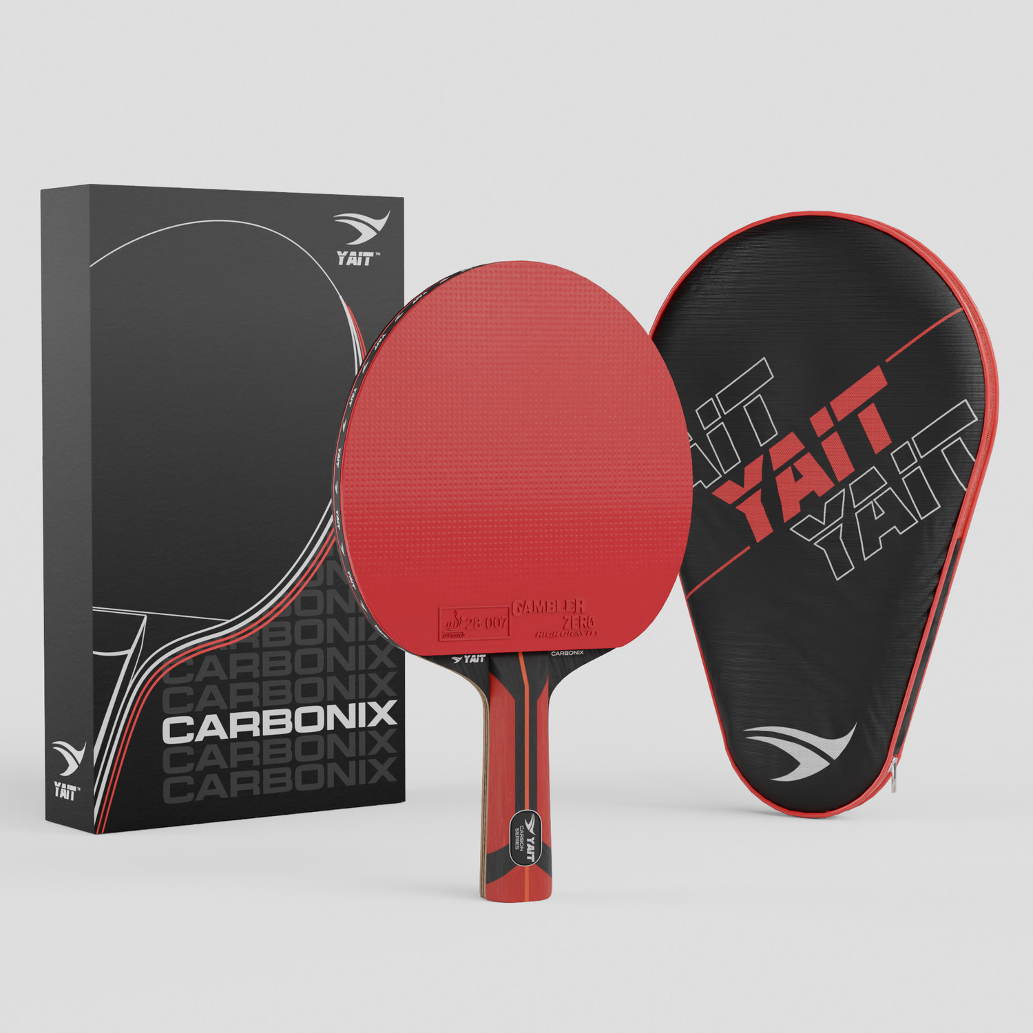 Image of Yait Sports Carbonix Carbon Table Tennis Racket | Professional 7-Ply Carbon | ITTF-Standard Red Table Tennis Racquet (Pack of: 1, 172 g)