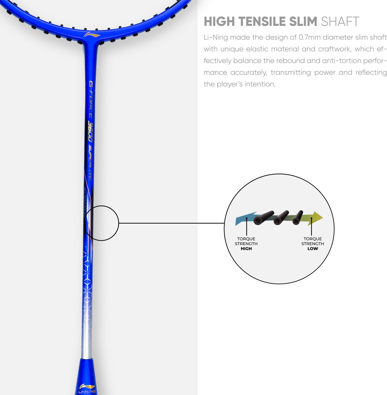 Image of LI-NING G-Force 3600 Superlite Blue, Yellow Unstrung Badminton Racquet