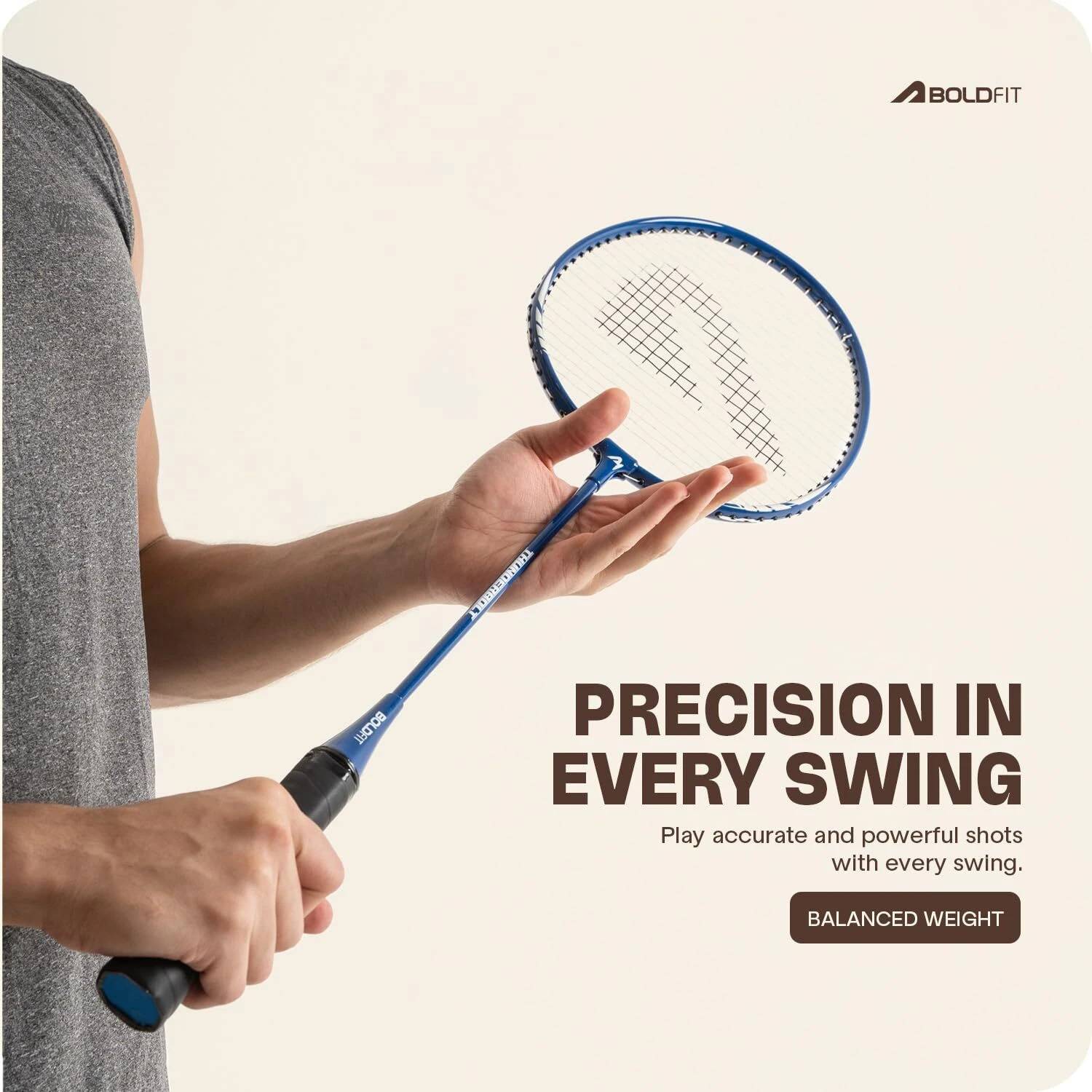 BOLDFIT Blue Badminton Racquet with Cover - Image 4