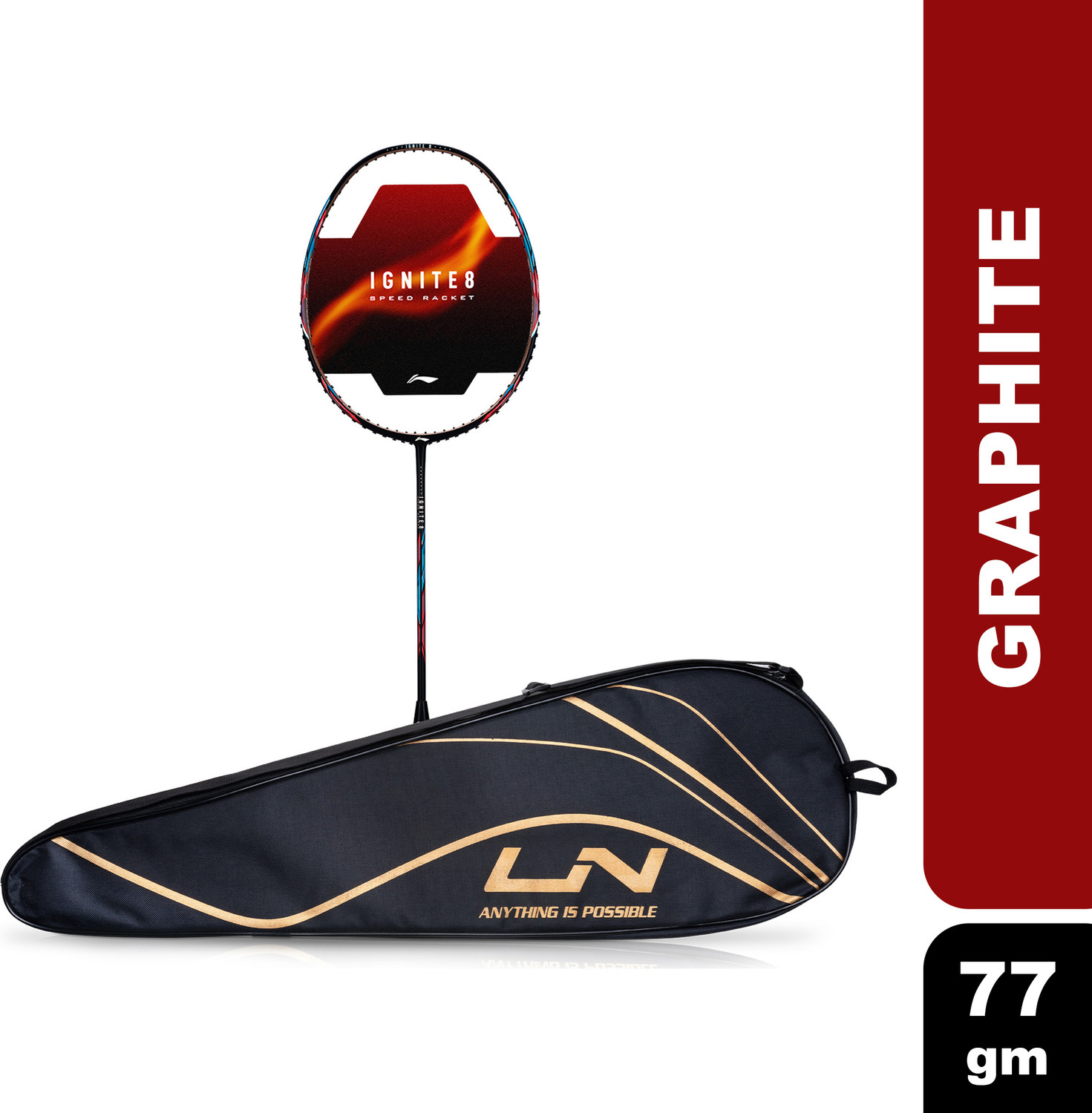 Image of LI-NING Ignite 8 Japanese Carbon Graphite White, Red Unstrung Badminton Racquet