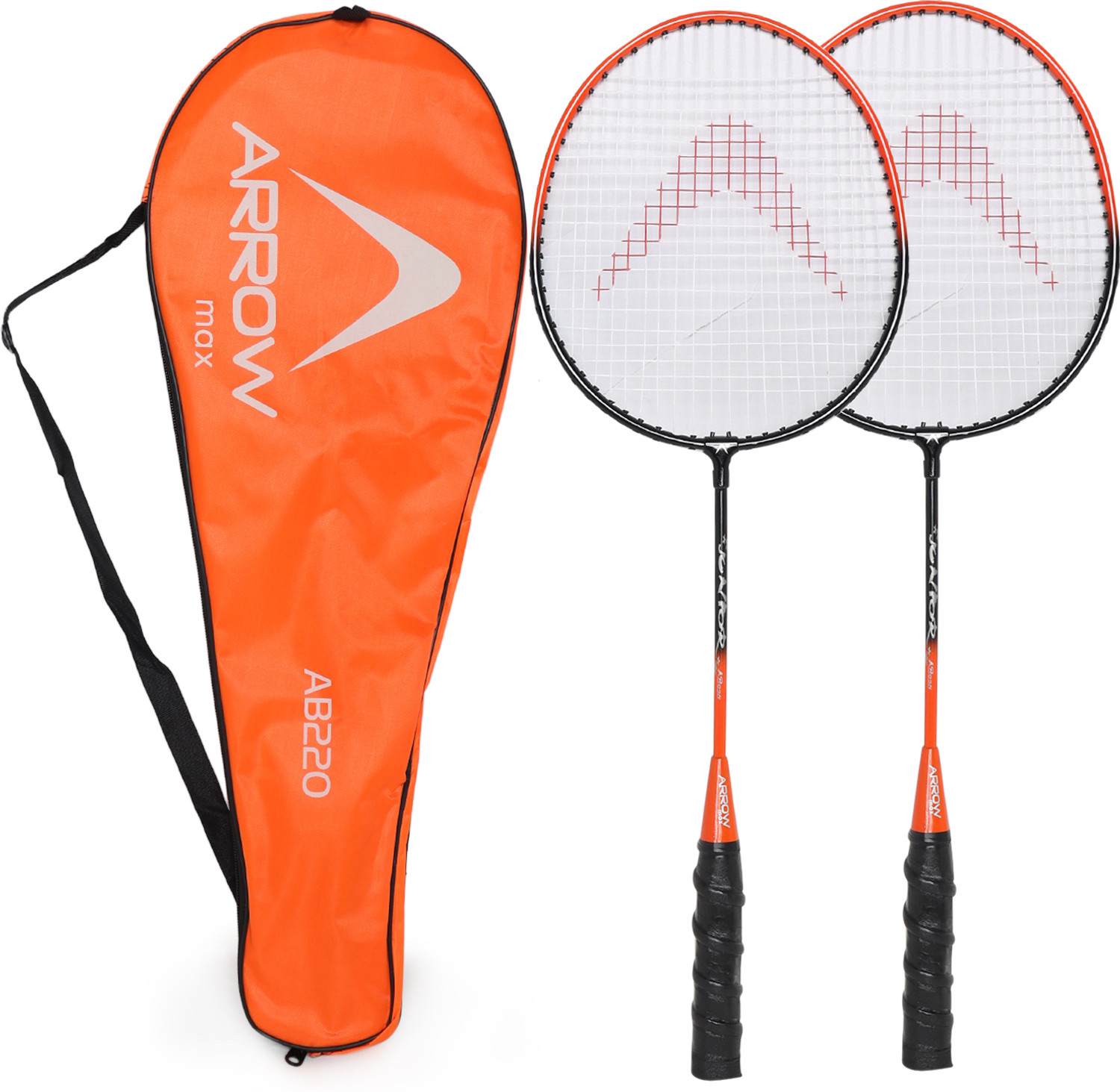 Image of ArrowMax Badminton Racquet Set For Kids Boys Girls Set Orange Strung Badminton Racquet