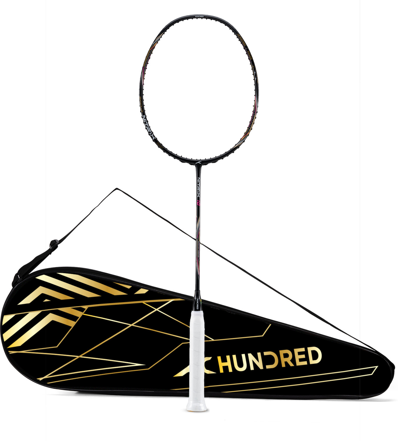 Image of Hundred Nitrix 10 Badminton Racket 5U (Unstrung) Attacking Racket | Full Cover Included Black Unstrung Badminton Racquet