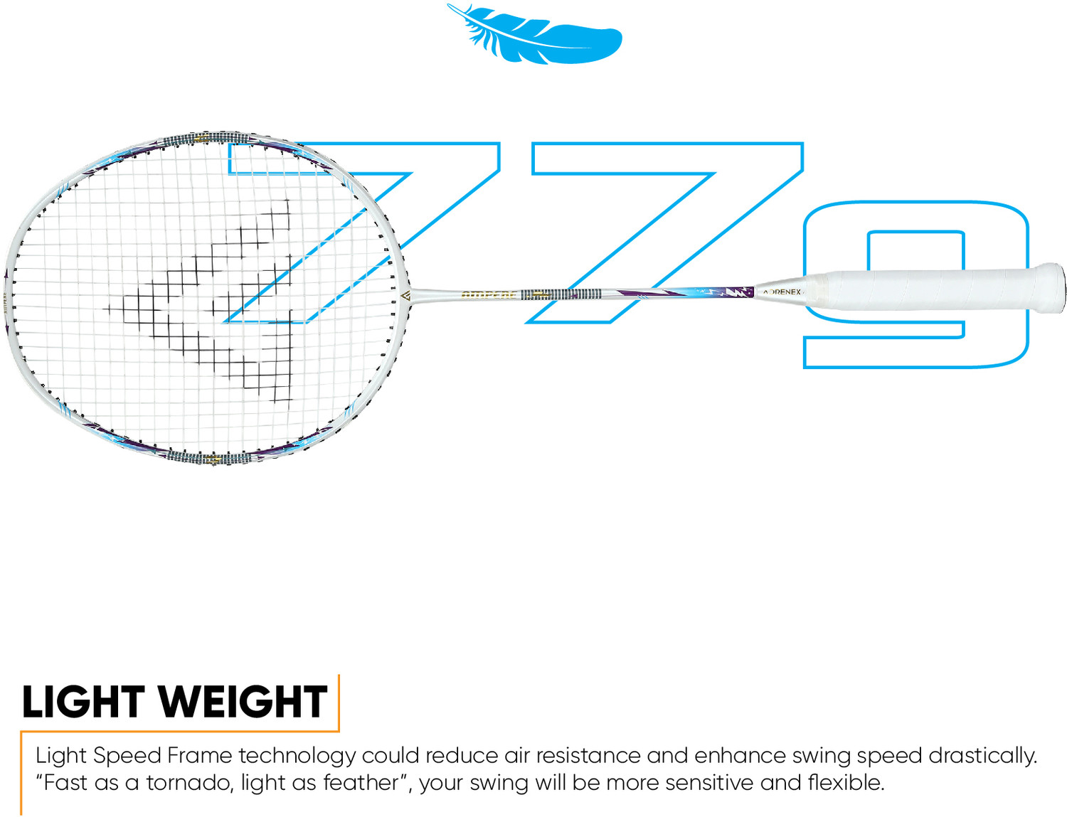 Image of Adrenex by Flipkart AMPERE White Strung Badminton Racquet