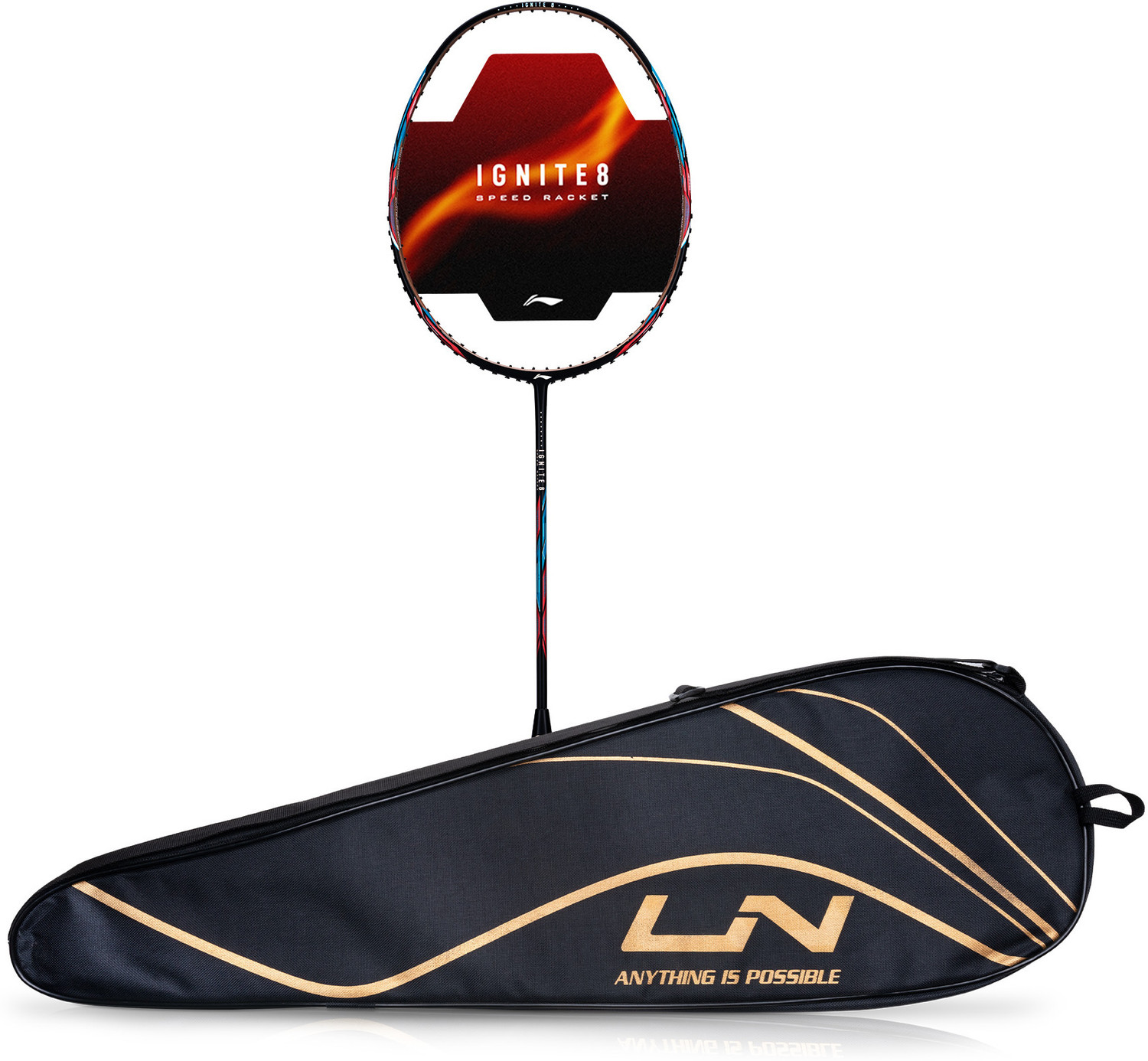 Image of LI-NING Ignite 8 Japanese Carbon Graphite White, Red Unstrung Badminton Racquet