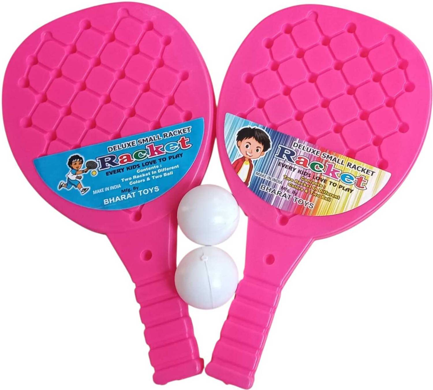 Bharat Plastic Bharat Toys Deluxe Small Plastic Racquet Set With 2 Ball, Table Tennis Set Yellow Table Tennis Racquet