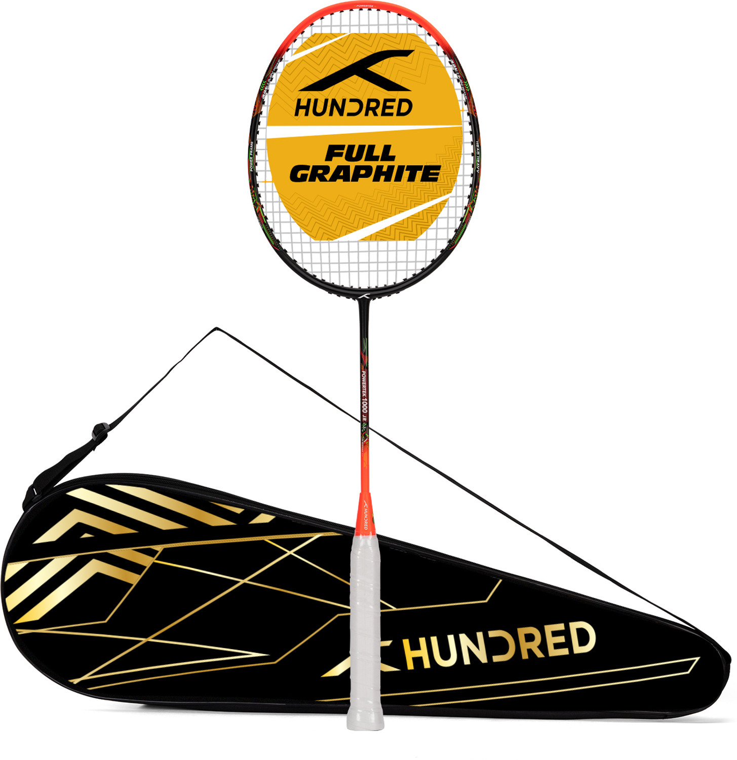 Image of Hundred POWERTEK 1000 JR Black, Orange Strung Badminton Racquet