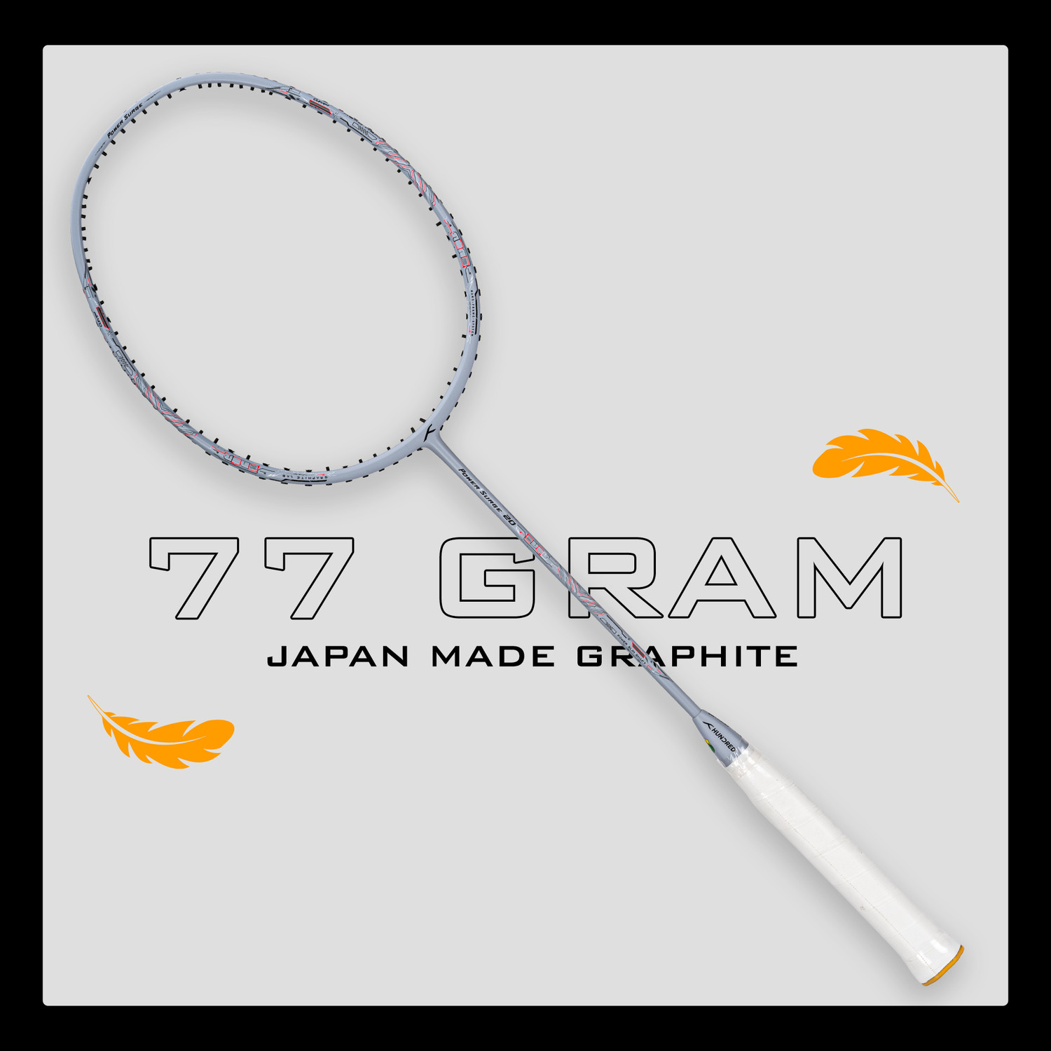 Image of Hundred Power Surge 20 Grey Strung Badminton Racquet