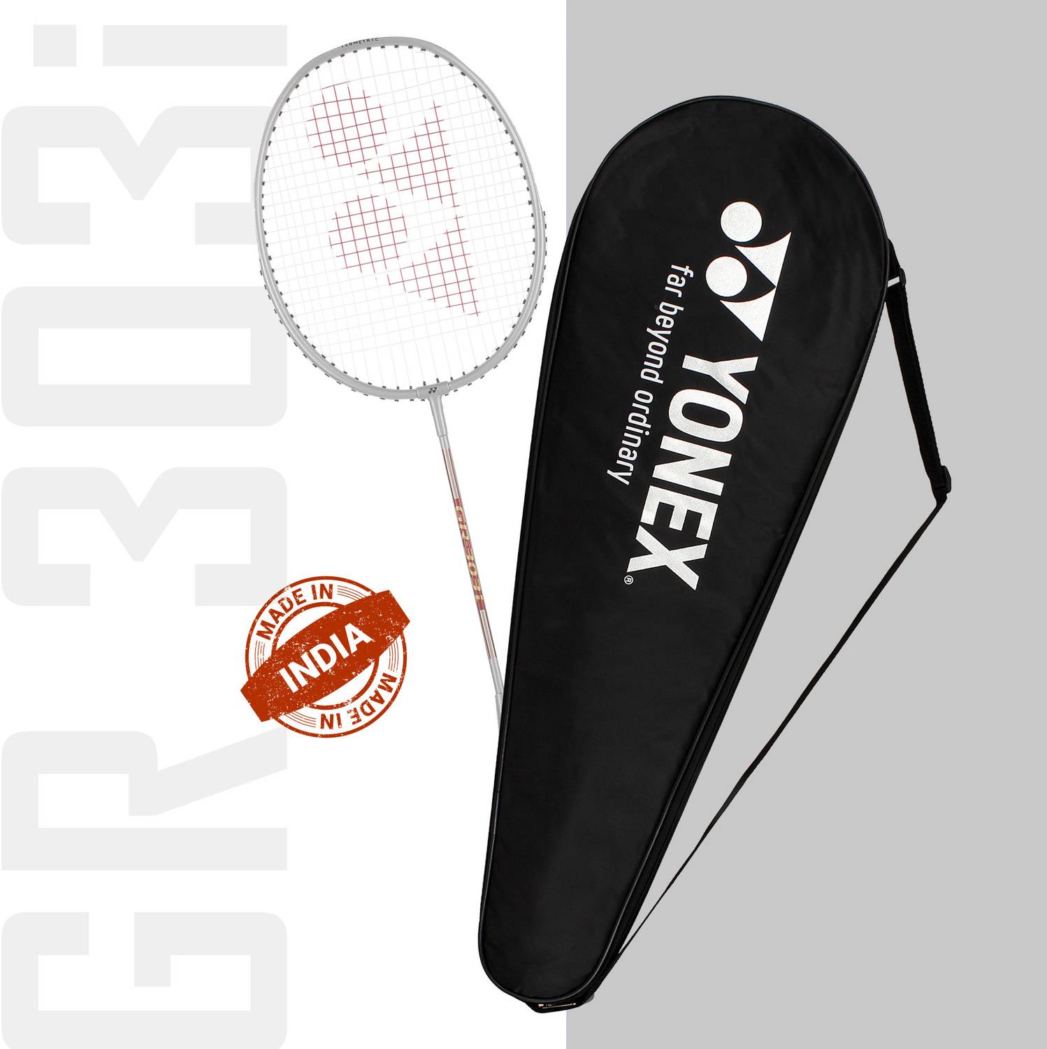 YONEX GR 303i White Strung Badminton Racquet - Image 3