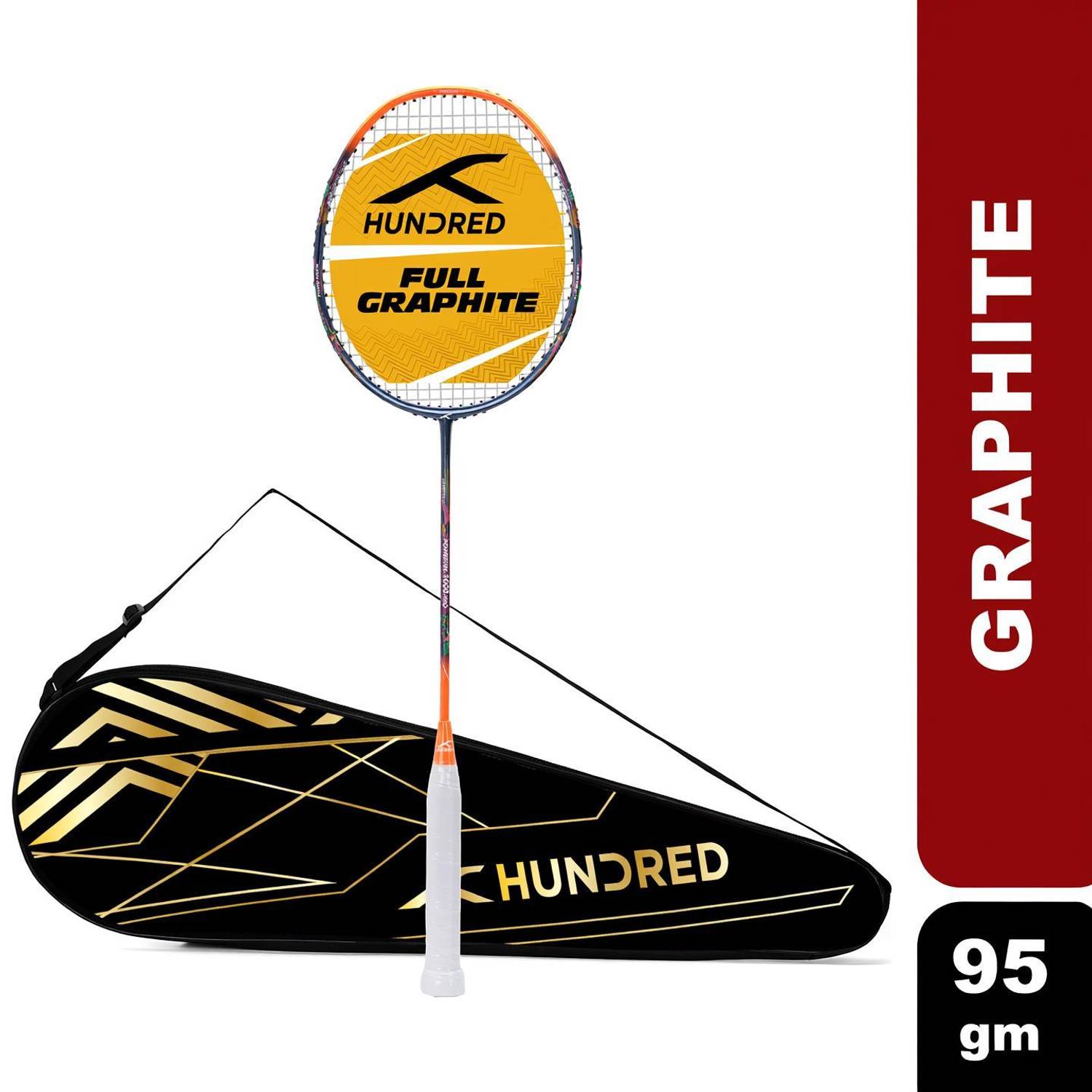 Hundred POWERTEK 1000 PRO Orange Strung Badminton Racquet