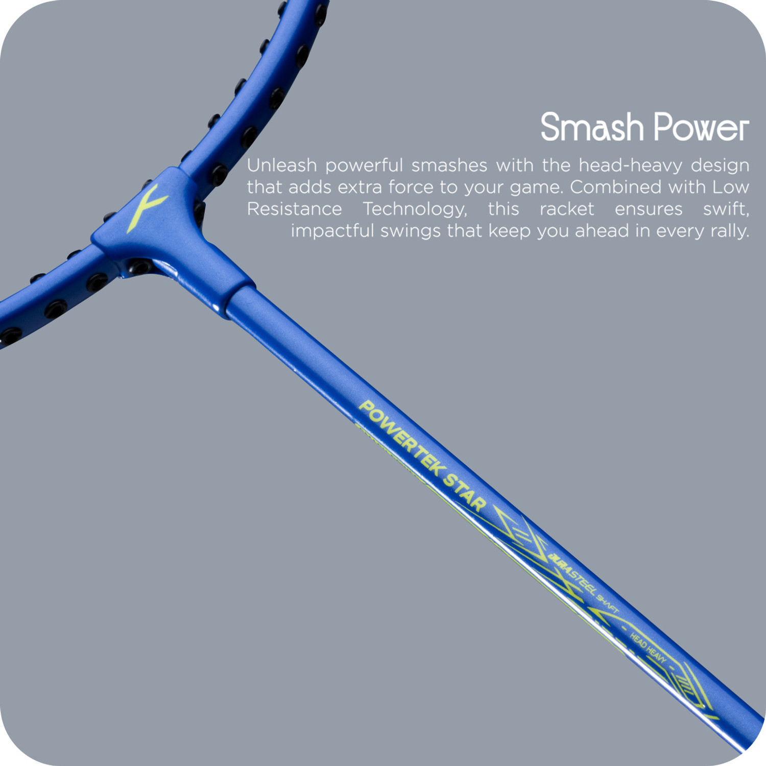 Image of Hundred POWERTEK STAR Blue Strung Badminton Racquet