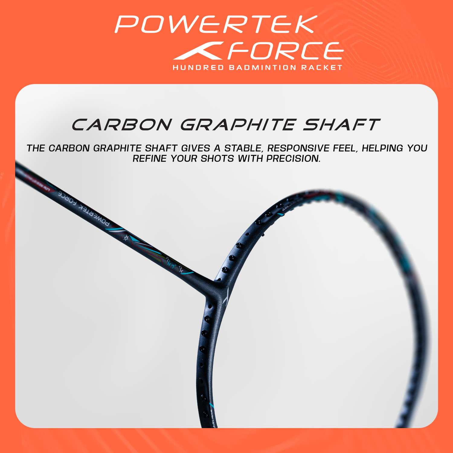 Image of Hundred POWERTEK FORCE Black Strung Badminton Racquet