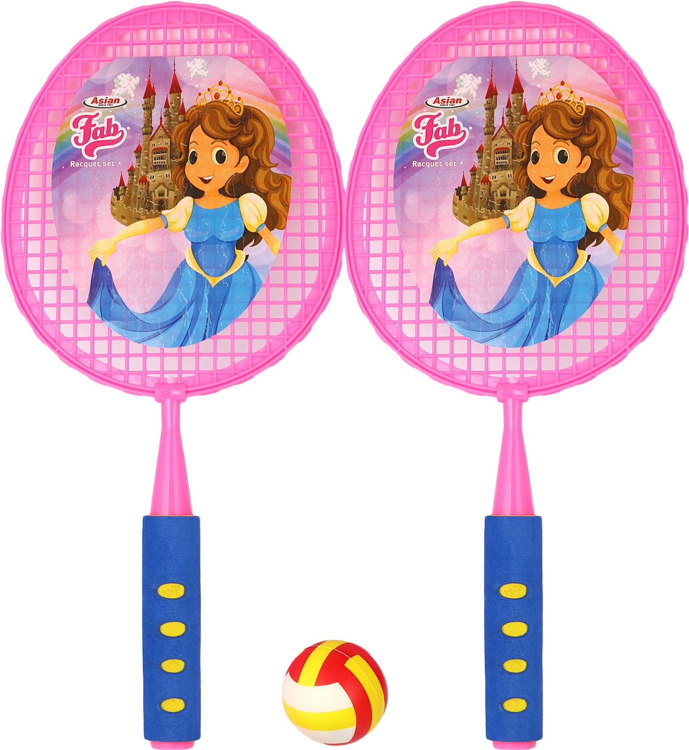 asian Happy Time Tini Mini Badminton Set – Plastic Indoor Outdoor Play Kids To Multicolor Strung Badminton Racquet