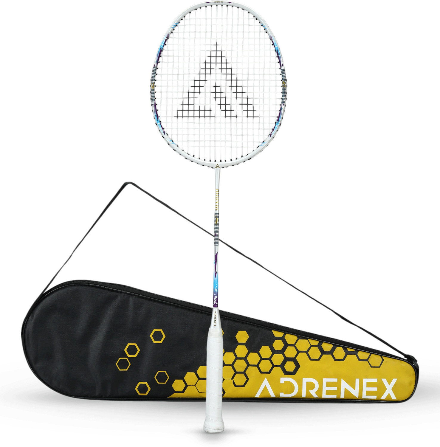 Image of Adrenex by Flipkart AMPERE White Strung Badminton Racquet
