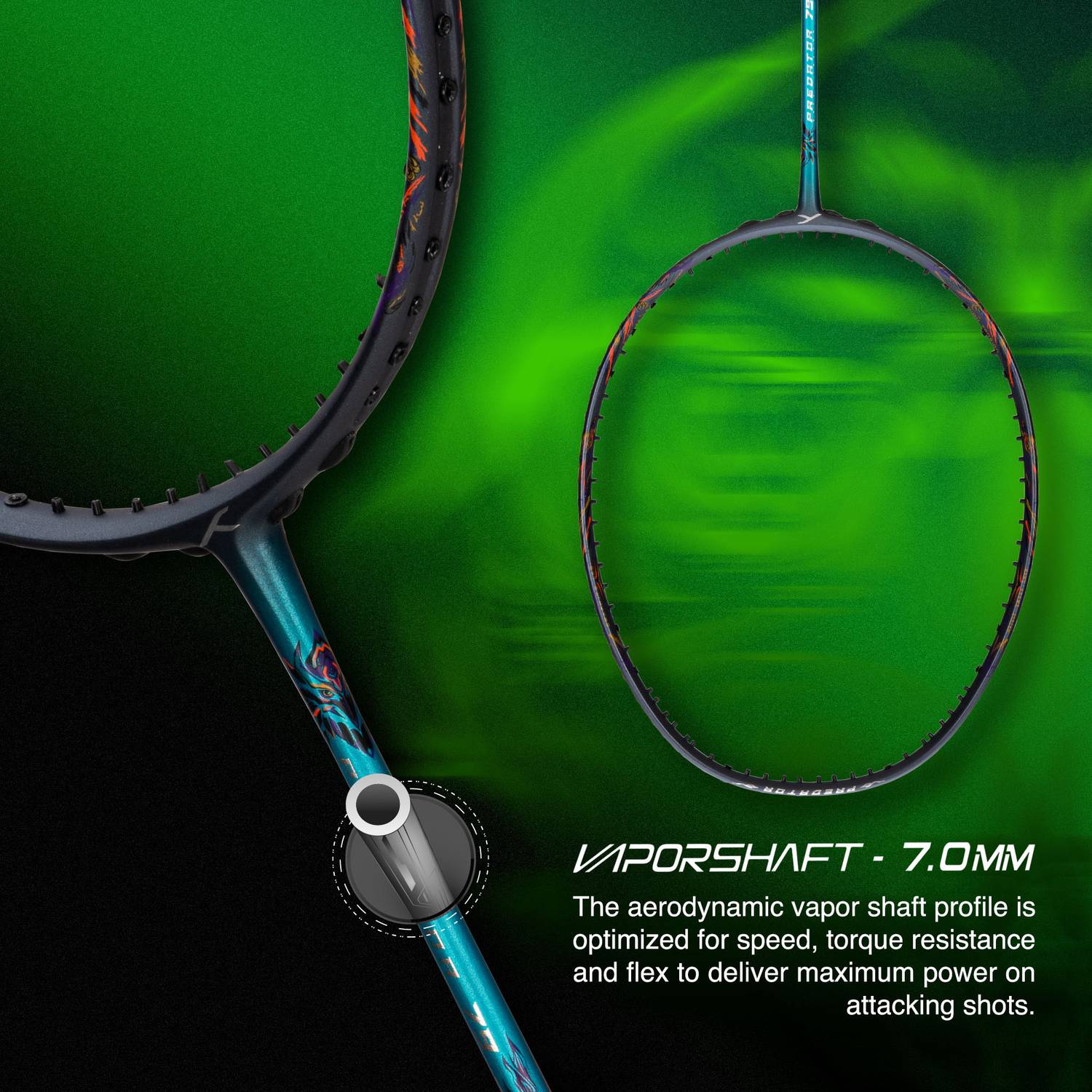 Hundred Predator 79 Extra Strong Badminton Racquet (Blue/Black) - Image 2