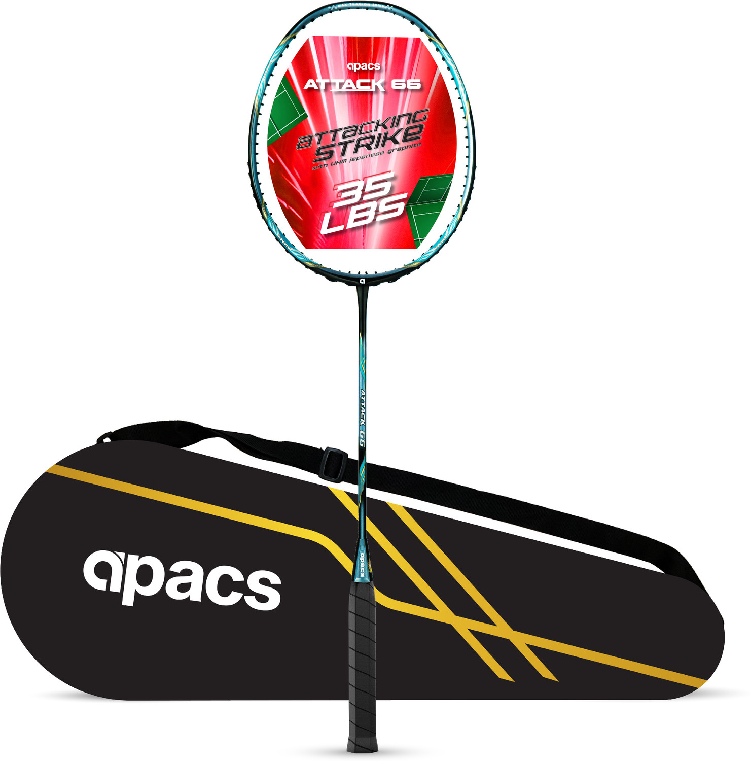 Image of apacs ATTACK 66 (35LBS, 100% UHM GRAPHITE) Blue Unstrung Badminton Racquet
