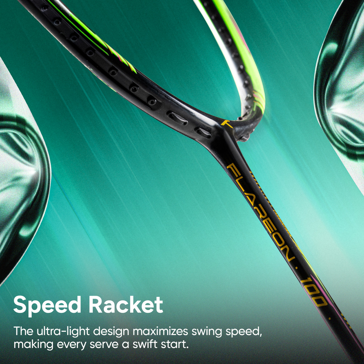 Image of Hundred Flareon 100 Badminton Racket 5U (Strung)| Speed Racket | Full Cover Included Black Strung Badminton Racquet