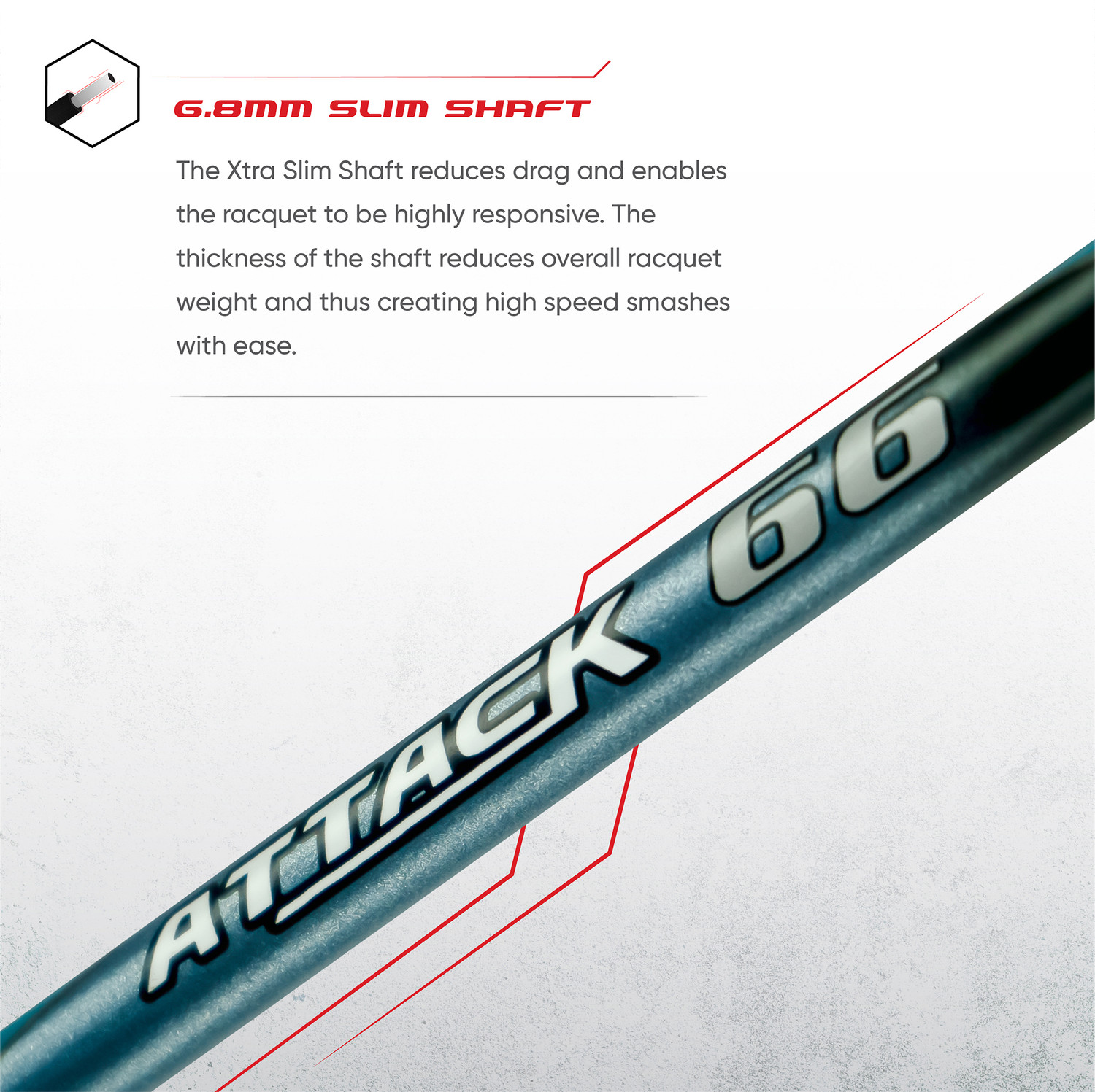 Image of apacs ATTACK 66 (35LBS, 100% UHM GRAPHITE) Blue Unstrung Badminton Racquet