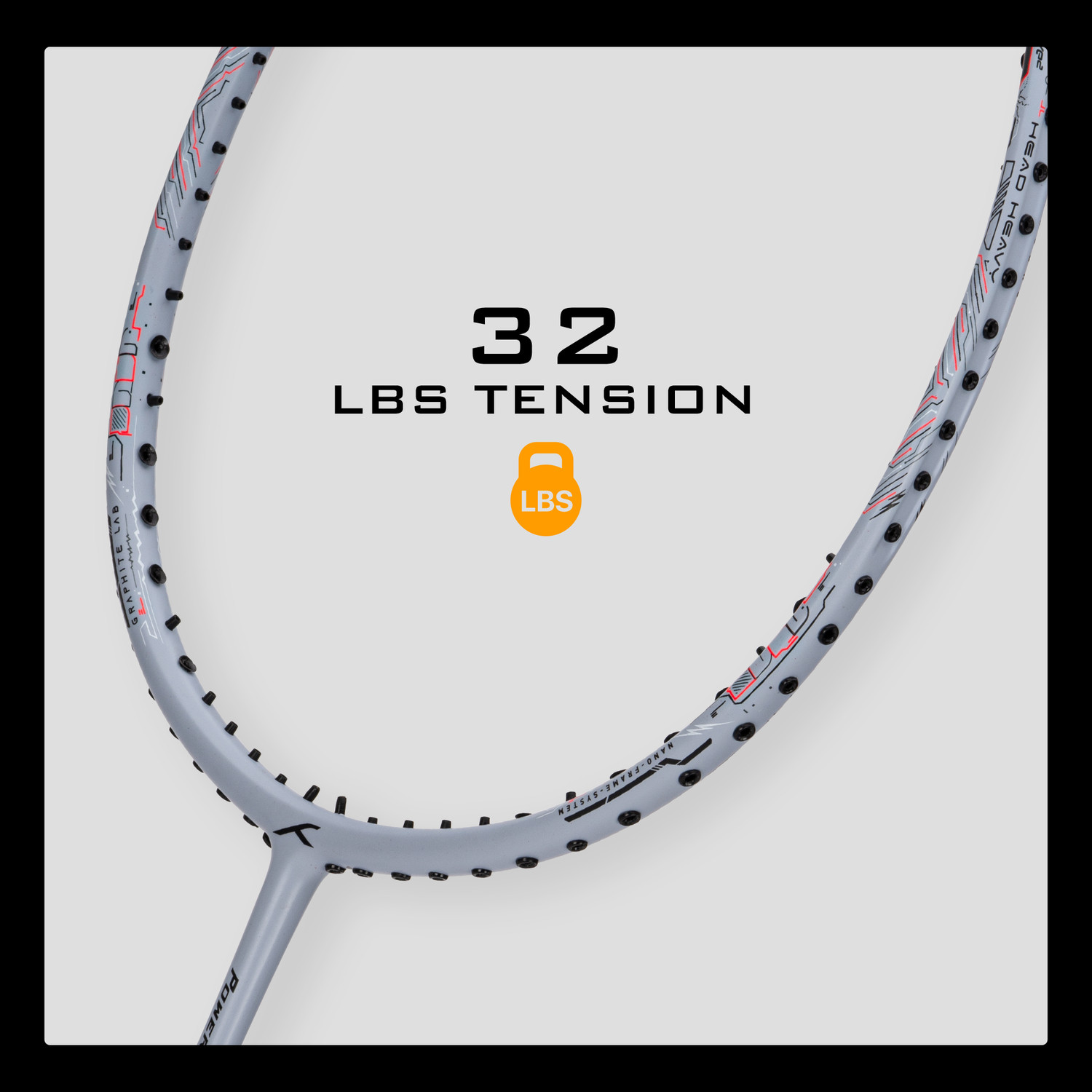 Image of Hundred Power Surge 20 Grey Strung Badminton Racquet