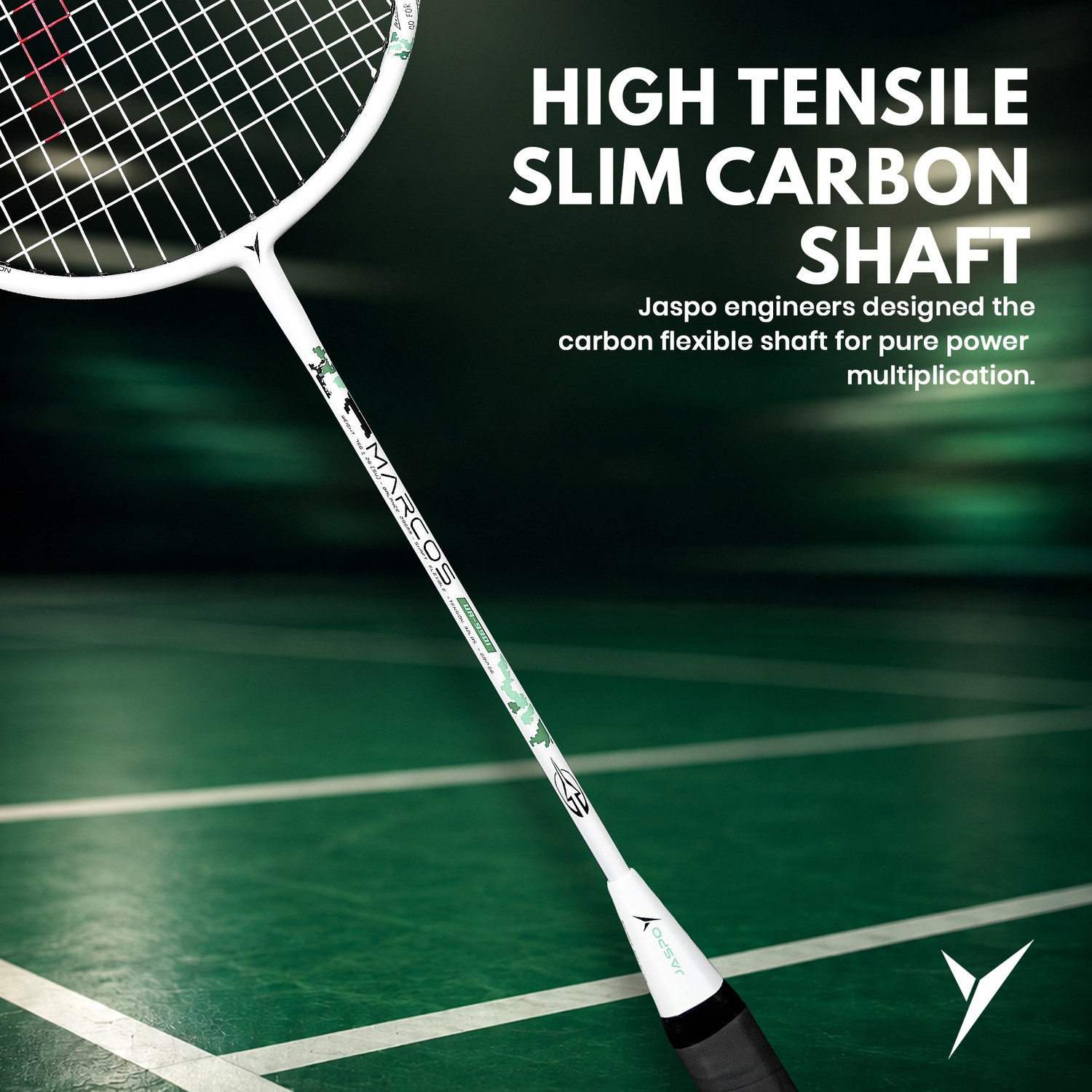 Image of Jaspo Ultra Ace-9901 Fusion Badminton Racquet|Lightweight Composite Racket|Slim Shaft White Strung Badminton Racquet
