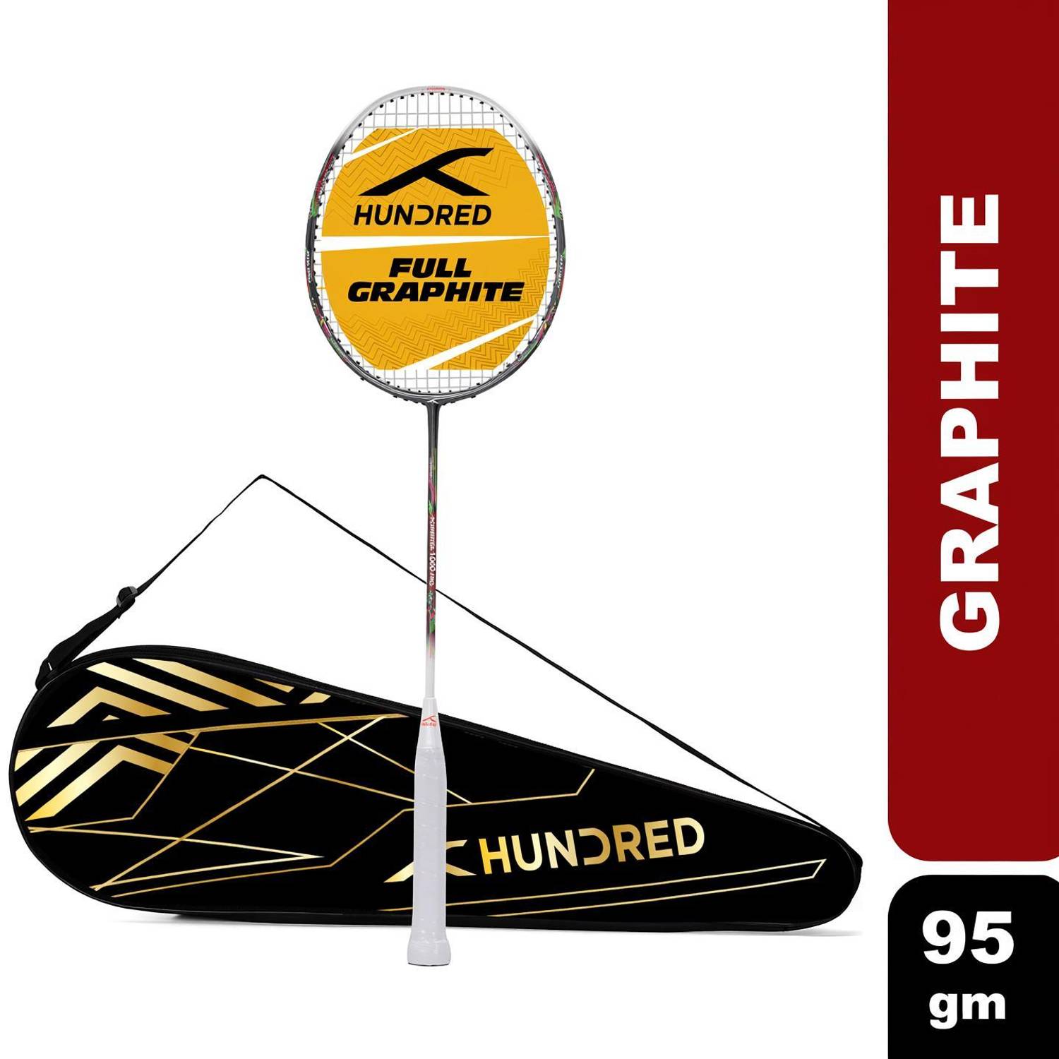 Hundred POWERTEK 1000 PRO Grey, White Strung Badminton Racquet