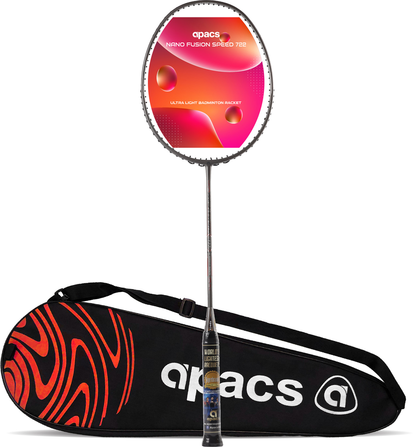 Image of apacs Nano Fusion Speed 722 (76g, 30LBS) Grey Unstrung Badminton Racquet
