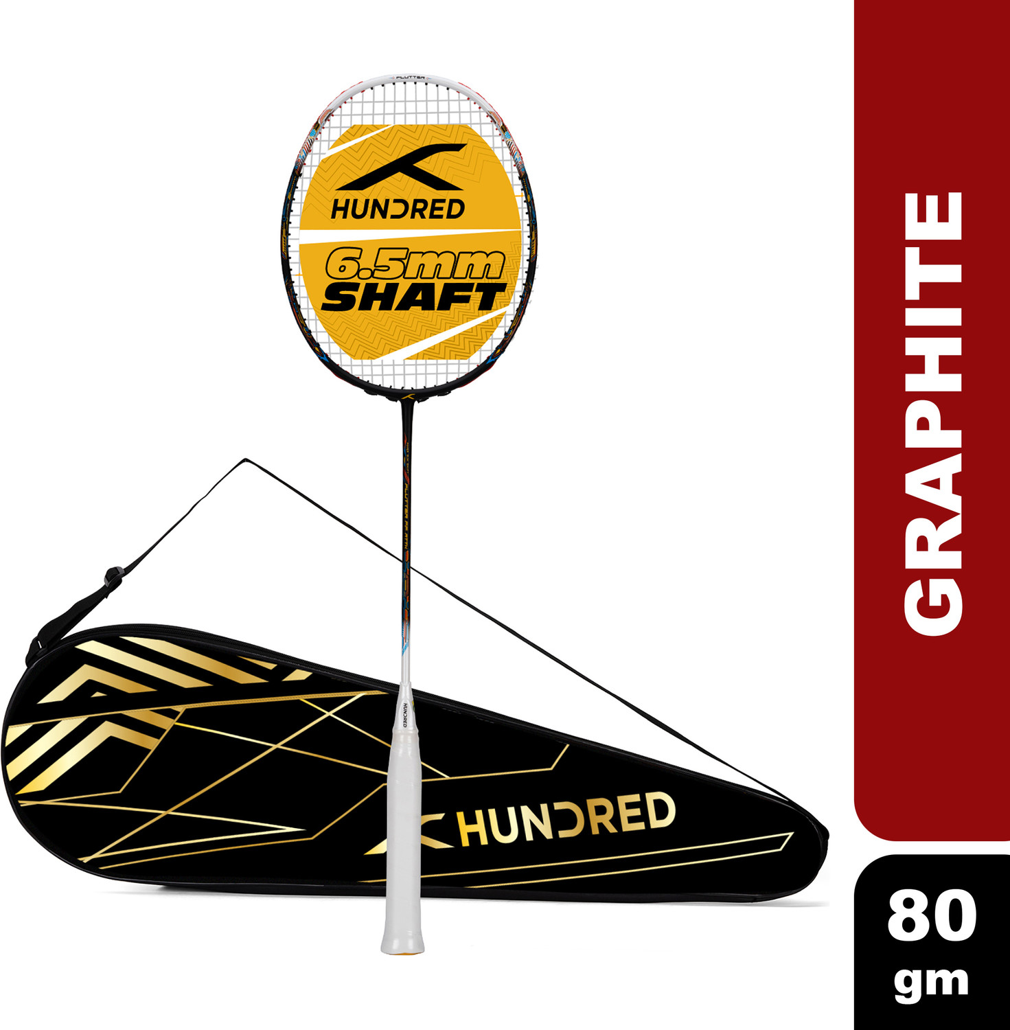Image of Hundred FLUTTER FF ATTK Black, White Strung Badminton Racquet