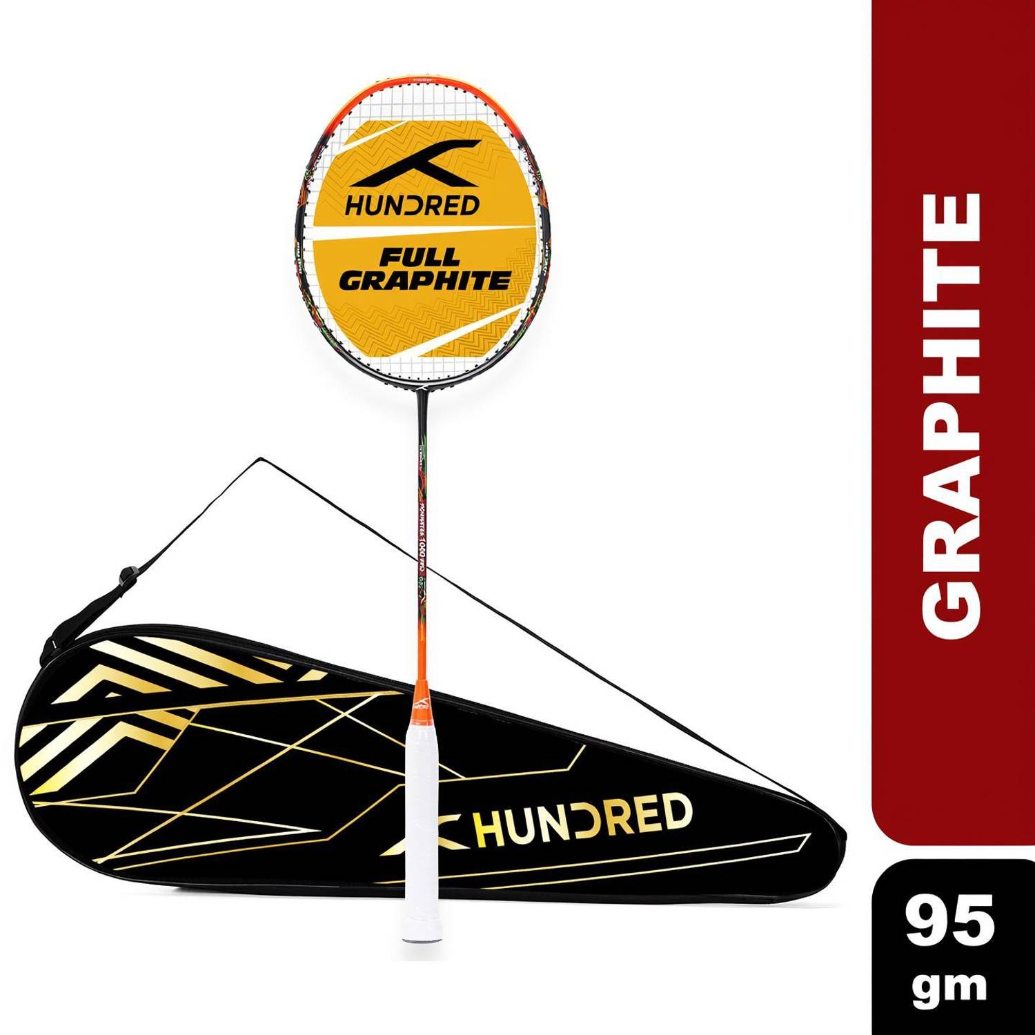 Hundred POWERTEK 1000 PRO White, Black Strung Badminton Racquet
