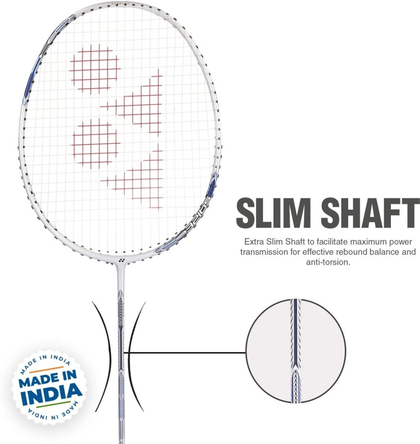Image of YONEX Astrox Attack 9 White Strung Badminton Racquet