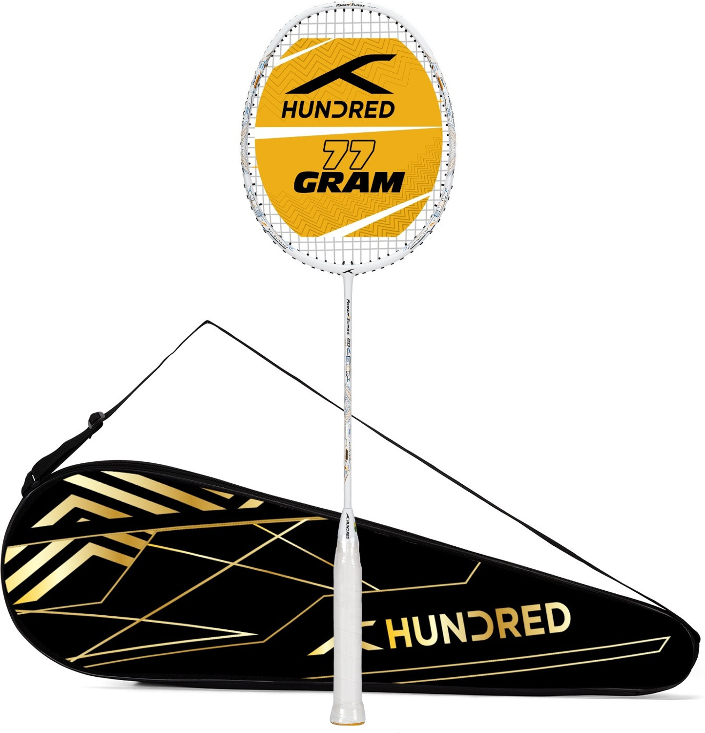 Image of Hundred Power Surge 20 White Strung Badminton Racquet