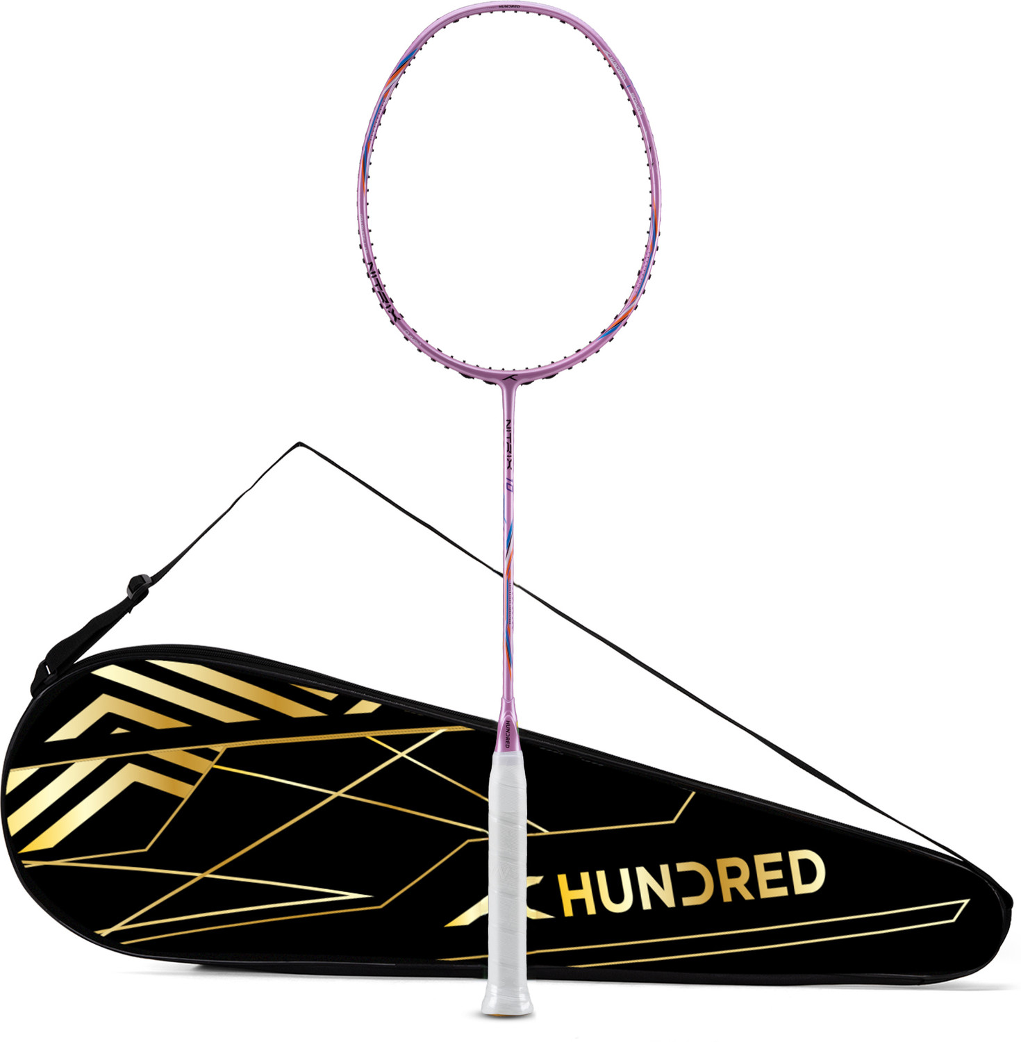 Image of Hundred Nitrix 10 Badminton Racket 5U (Unstrung) Attacking Racket | Full Cover Included Pink Unstrung Badminton Racquet