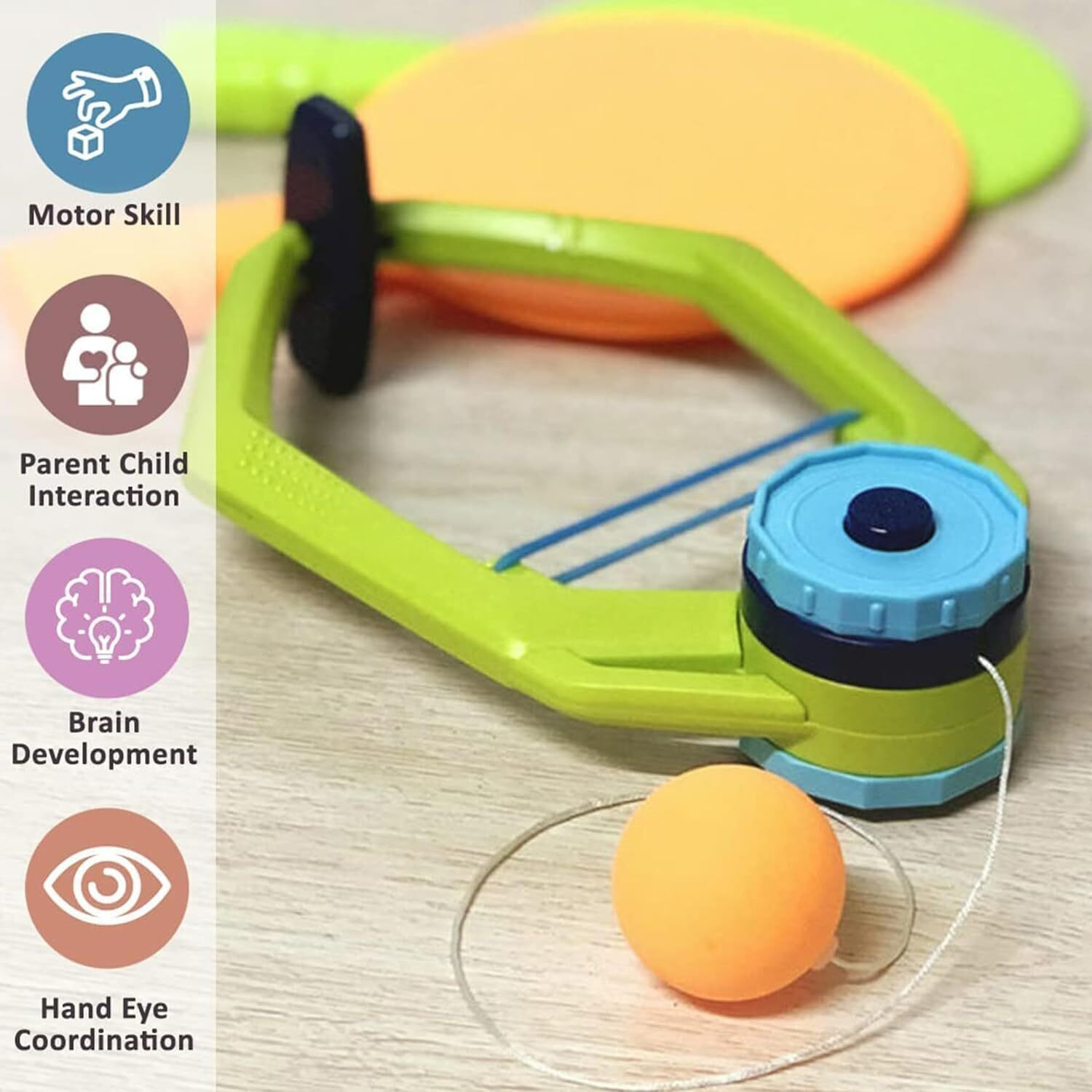 Image of Priyadarshi Hanging Table Tennis Self Training Indoor Gaming 2 Racket & 3 Practice Ball Green Table Tennis Racquet
