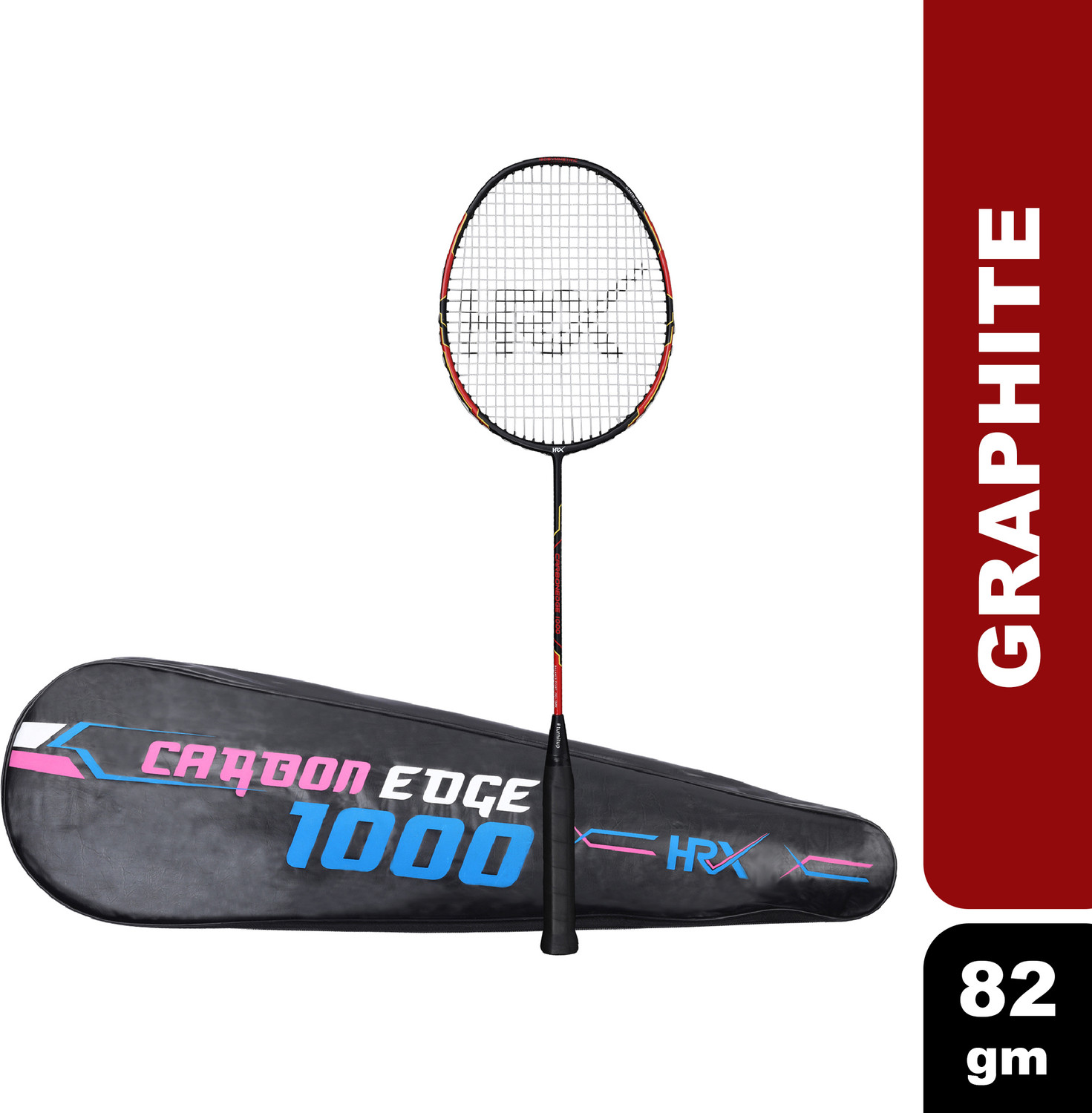 Image of HRX Carbon Edge 1000 Red, Black Strung Badminton Racquet