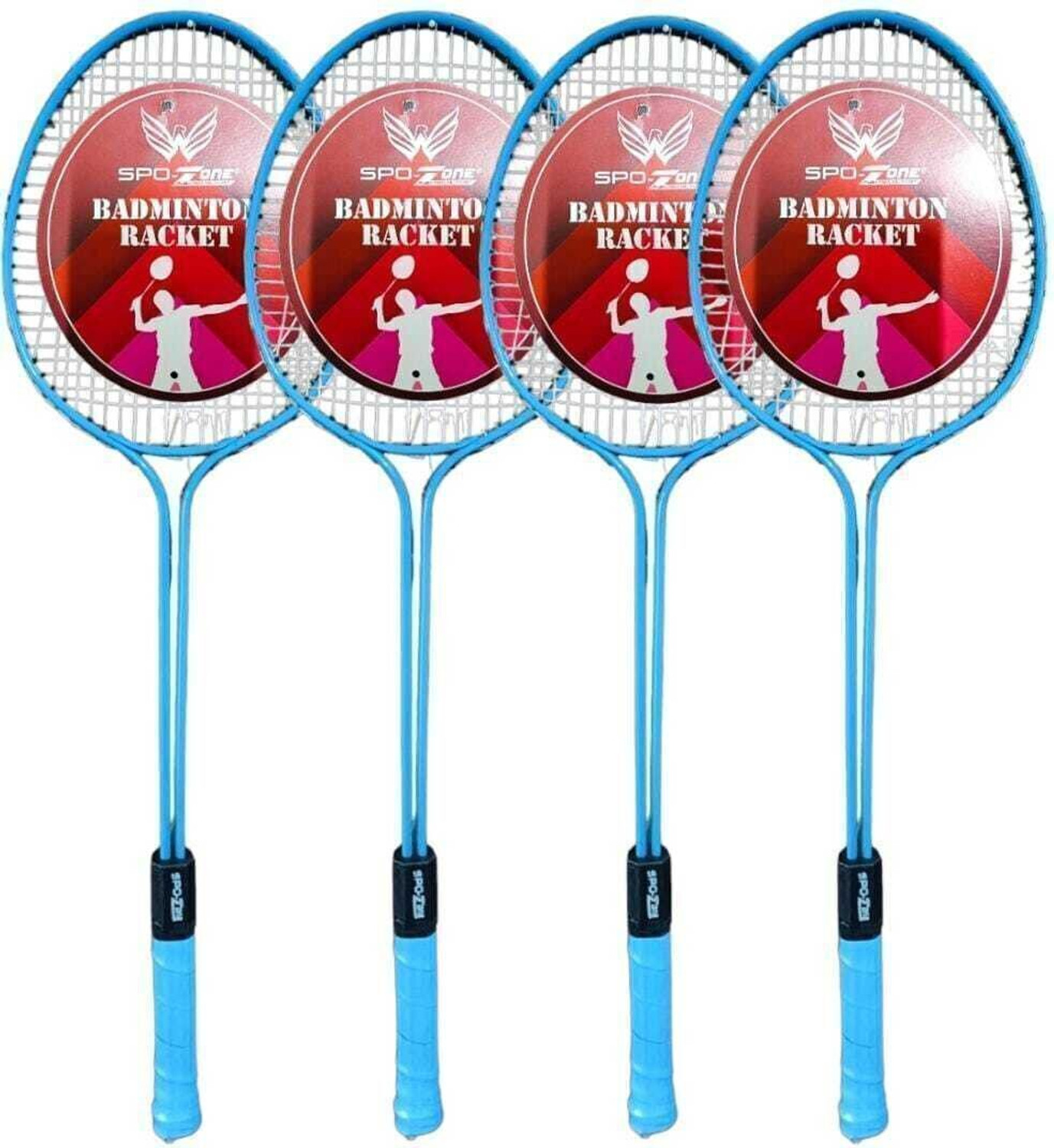 Image of Laksh sports Badminton Racquet Set Of 4 pcs combo SET Blue Strung Badminton Racquet