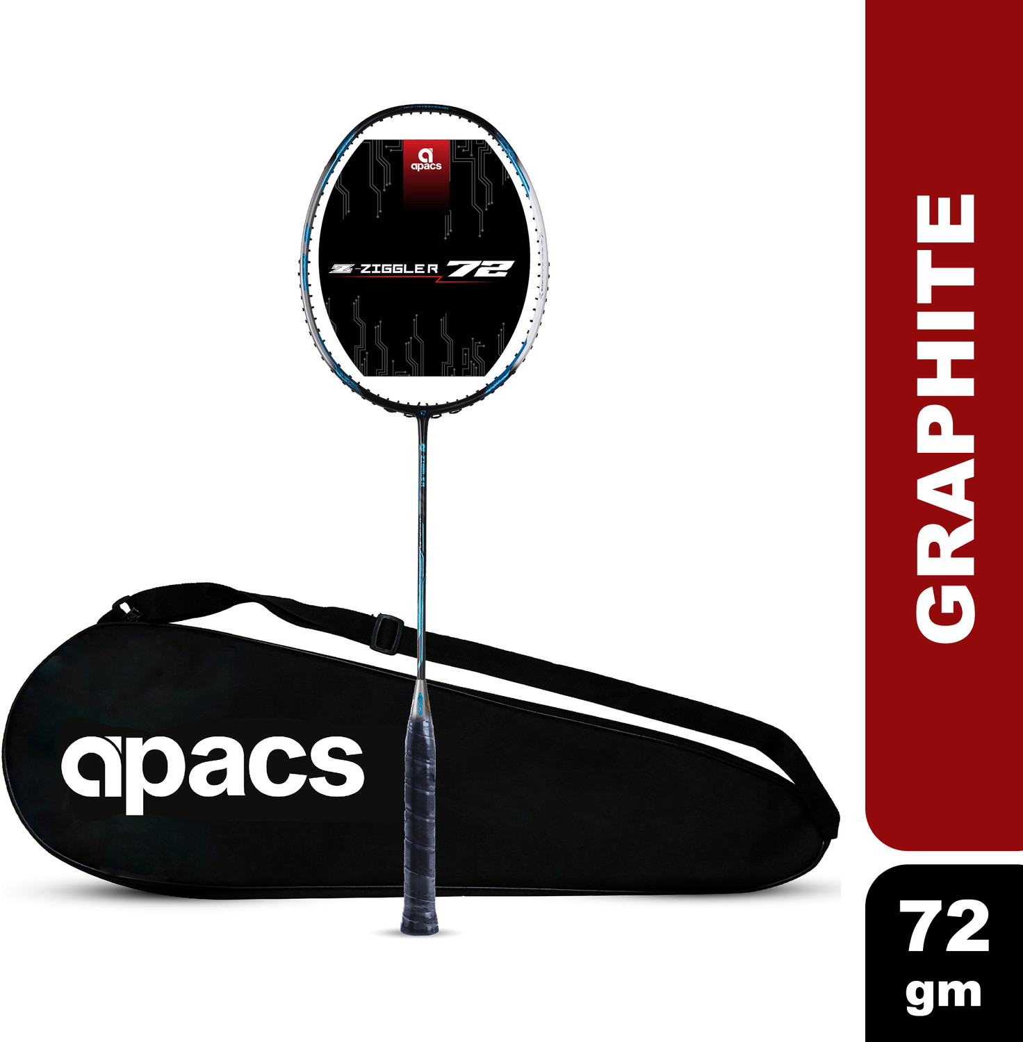 Image of apacs Z-Ziggler 72 (72g, Aero-Dyna Frame) Black, Grey Unstrung Badminton Racquet