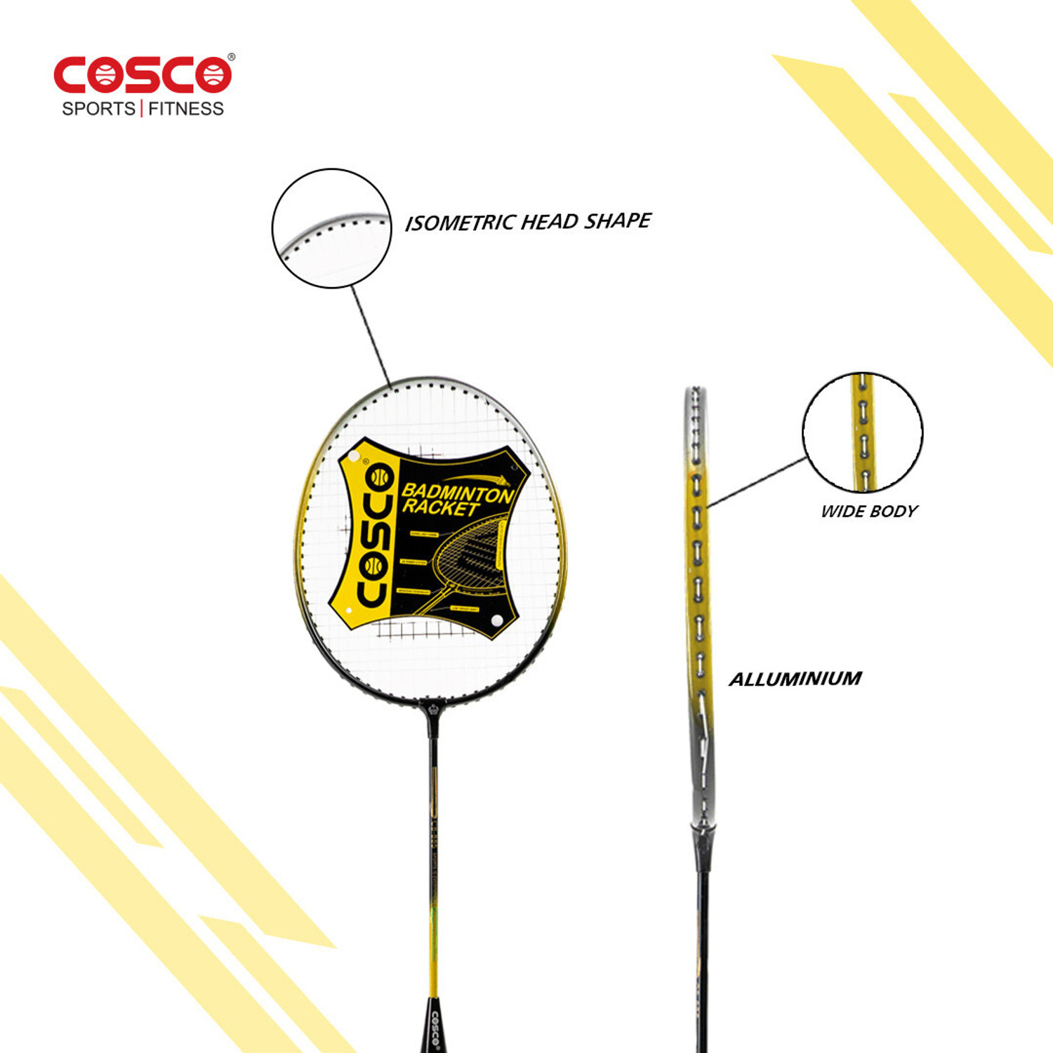 Image of COSCO CB-885 Yellow Strung Badminton Racquet
